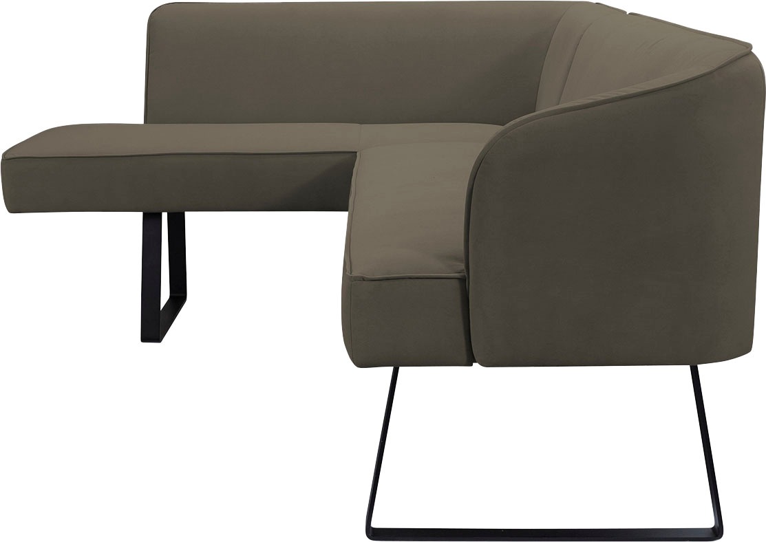 exxpo - sofa fashion Eckbank »Americano«, mit Keder und Metallfüßen, Bezug in verschiedenen Qualitäten