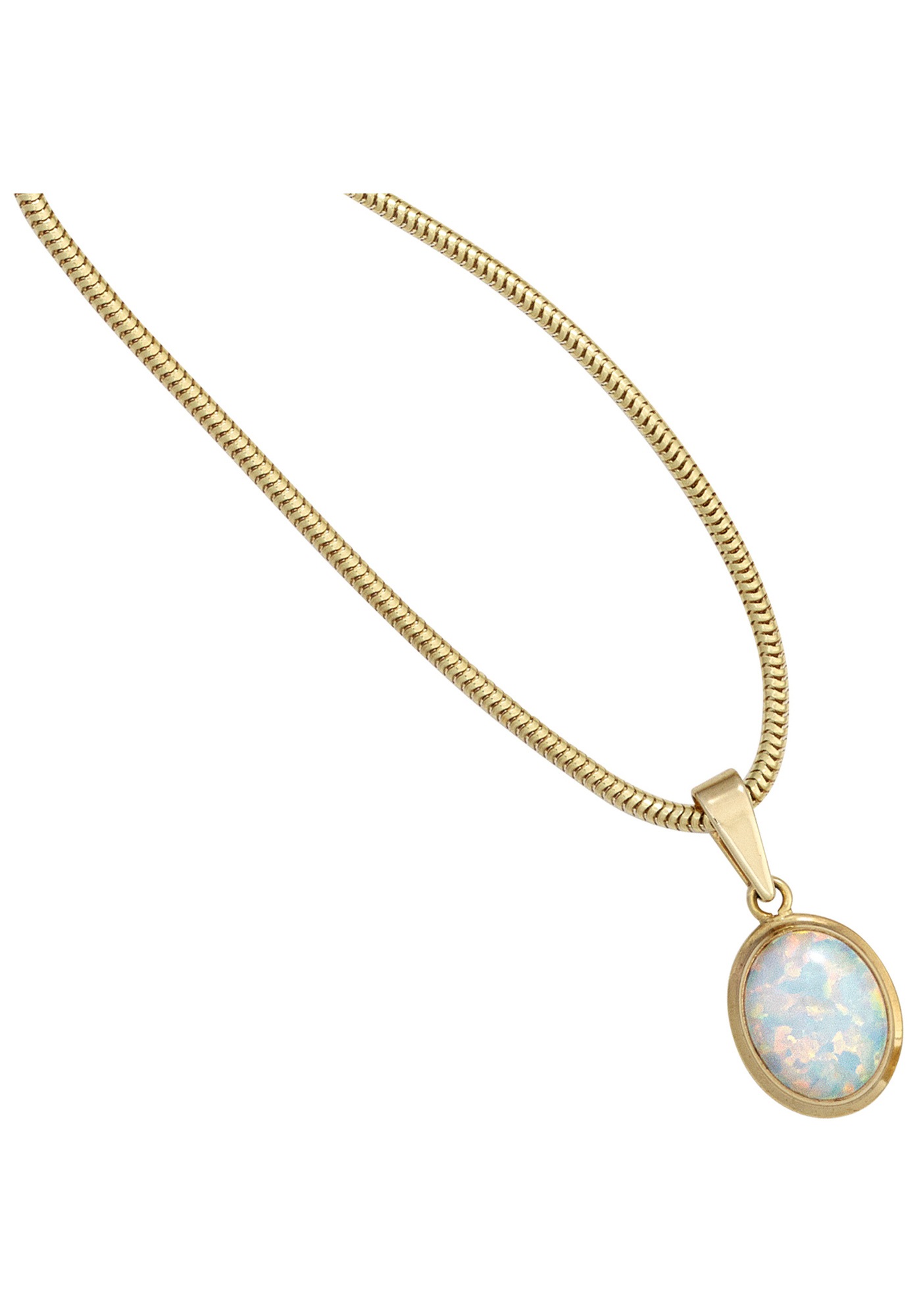 Kettenanhänger JOBO "Anhänger oval", gold (gelbgold 333), Schmuckanhänger, Damen, Gelbgold 333, Kettenanhänger, 333 Gold mit synthetischem Opal 2