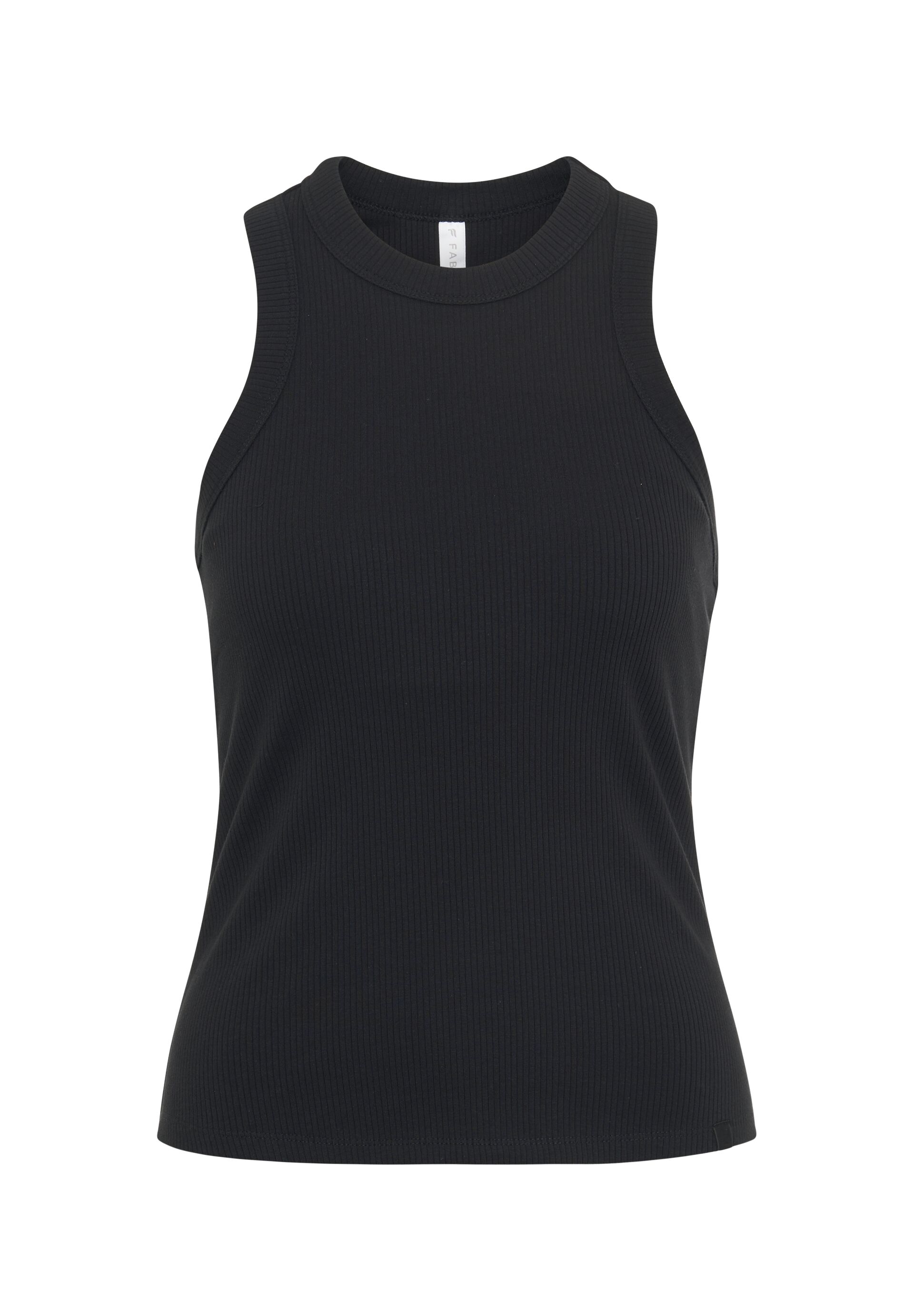 Fabletics Tanktop "Fabletics Top High Neck Rib mit integriertem BH" gerippte Textur, geschwungene Träger