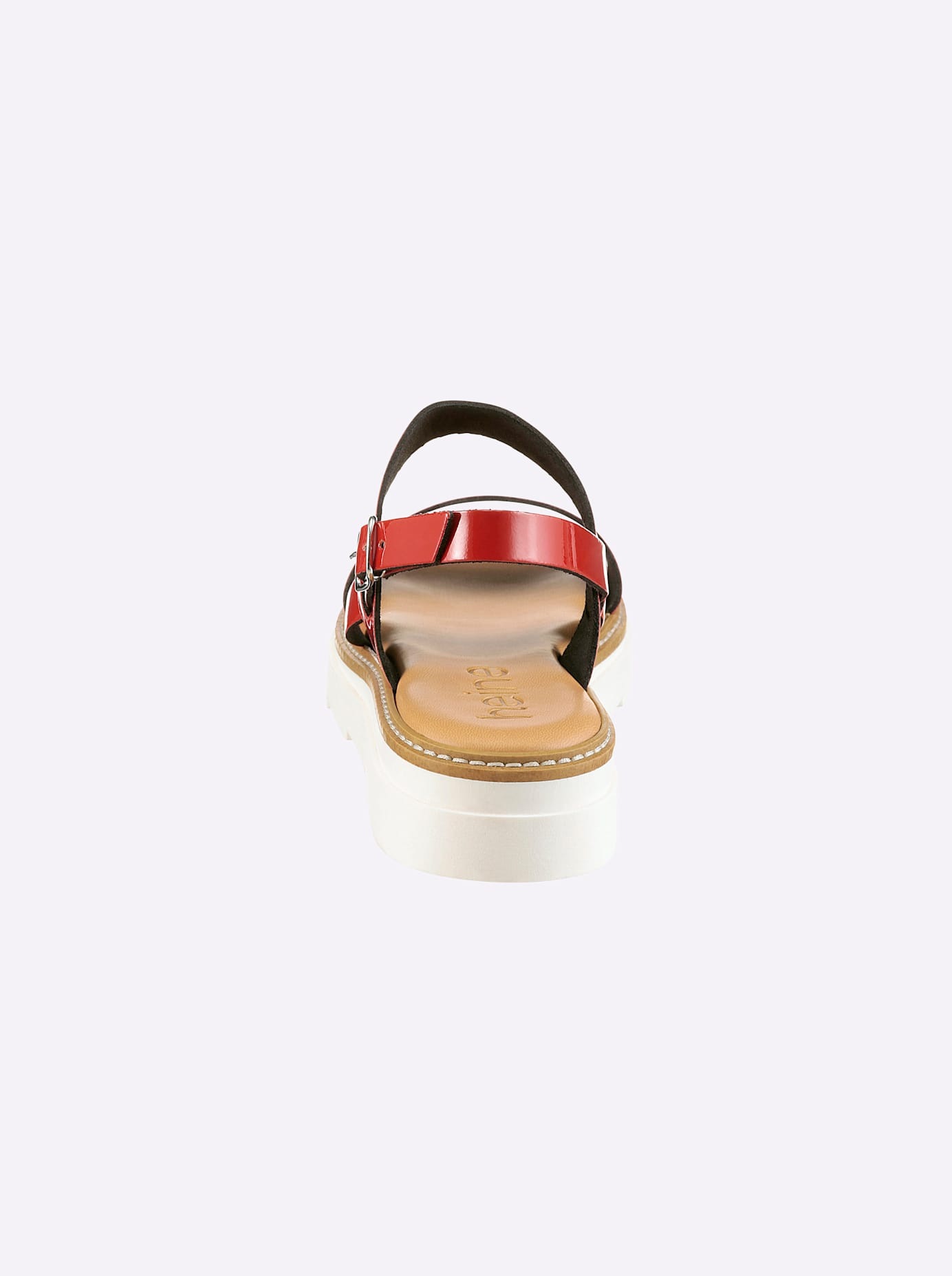 Sandale HEINE, Damen, Gr. 35, rot, Glattleder, Lackleder, Leder, Schuhe Sandale 3