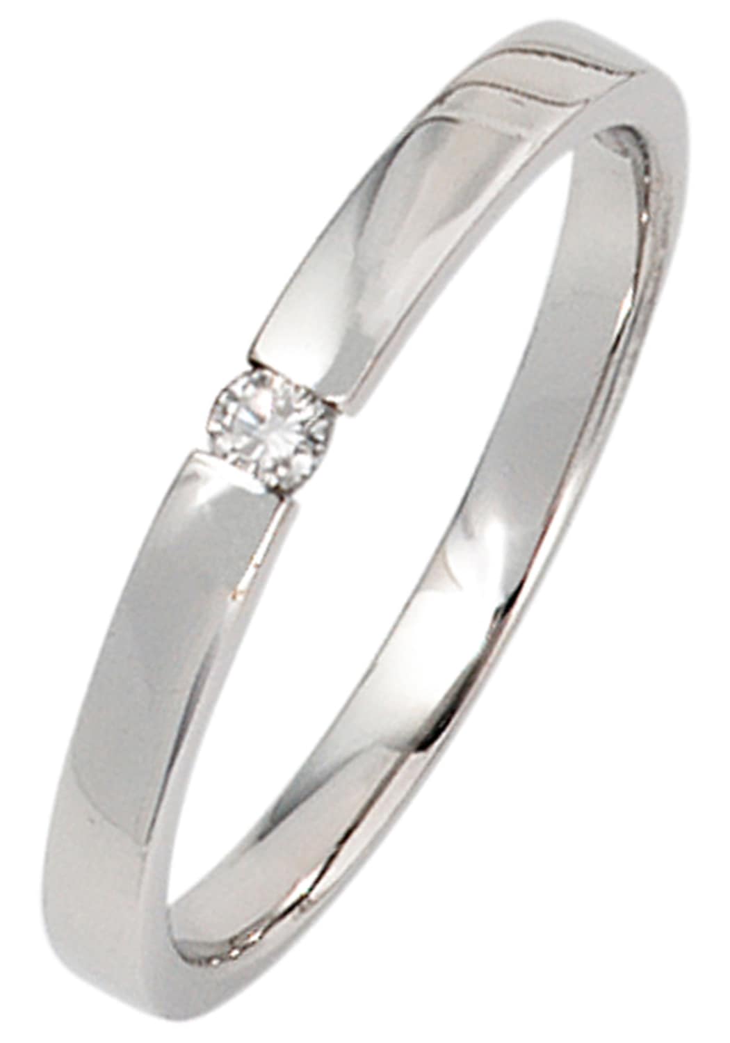 Solitärring, 585 Weißgold mit Diamant 0,05 ct.