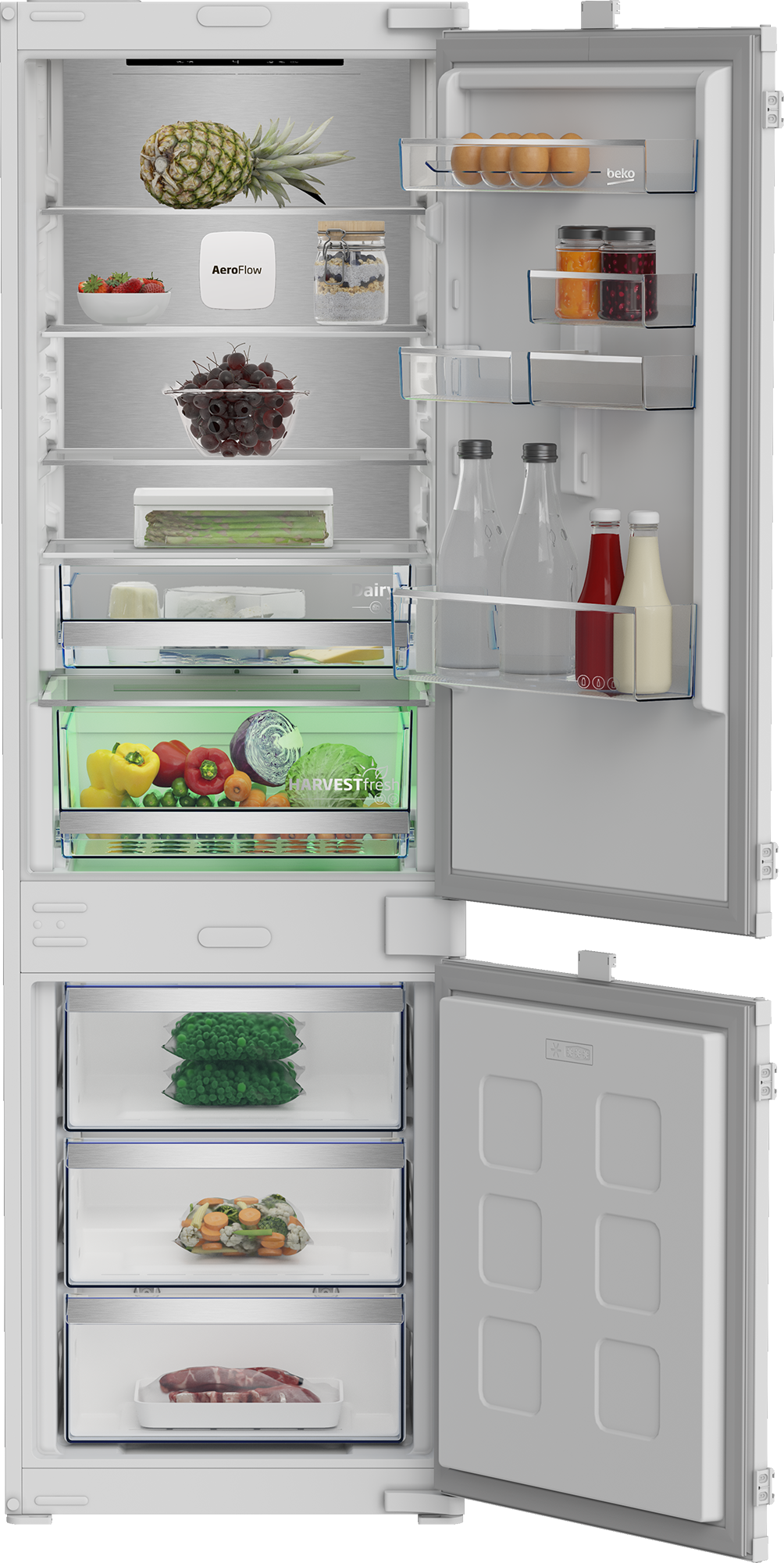 BEKO Einbaukühlgefrierkombination "B7BCNA295HS2" 177,5 cm hoch 57,5 cm breit AeroFlow – für deutlich länger frische Lebensmittel