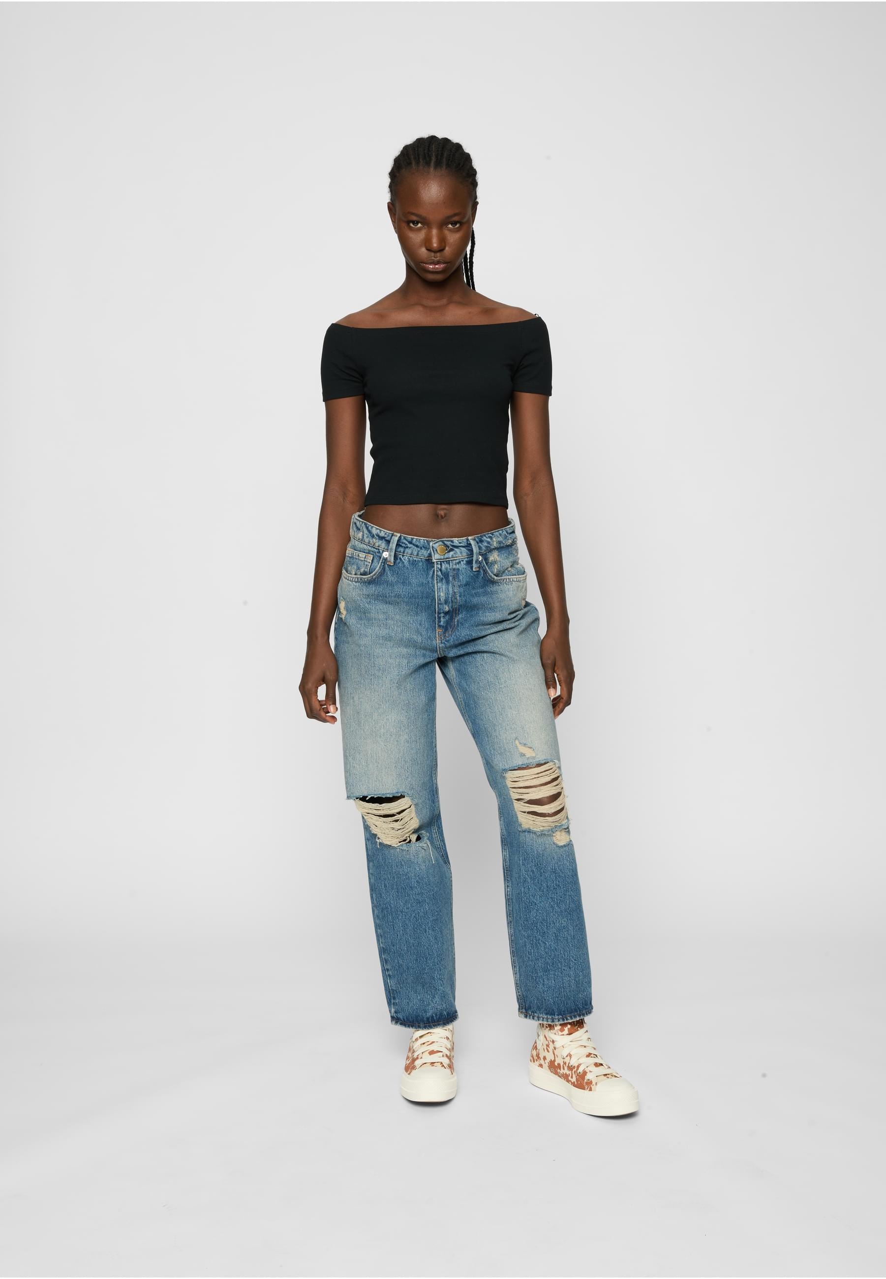 URBAN CLASSICS T-Shirt »Urban Classics Ladies Organic Off Shoulder Rib Tee 2-Pack«, (1 tlg.)