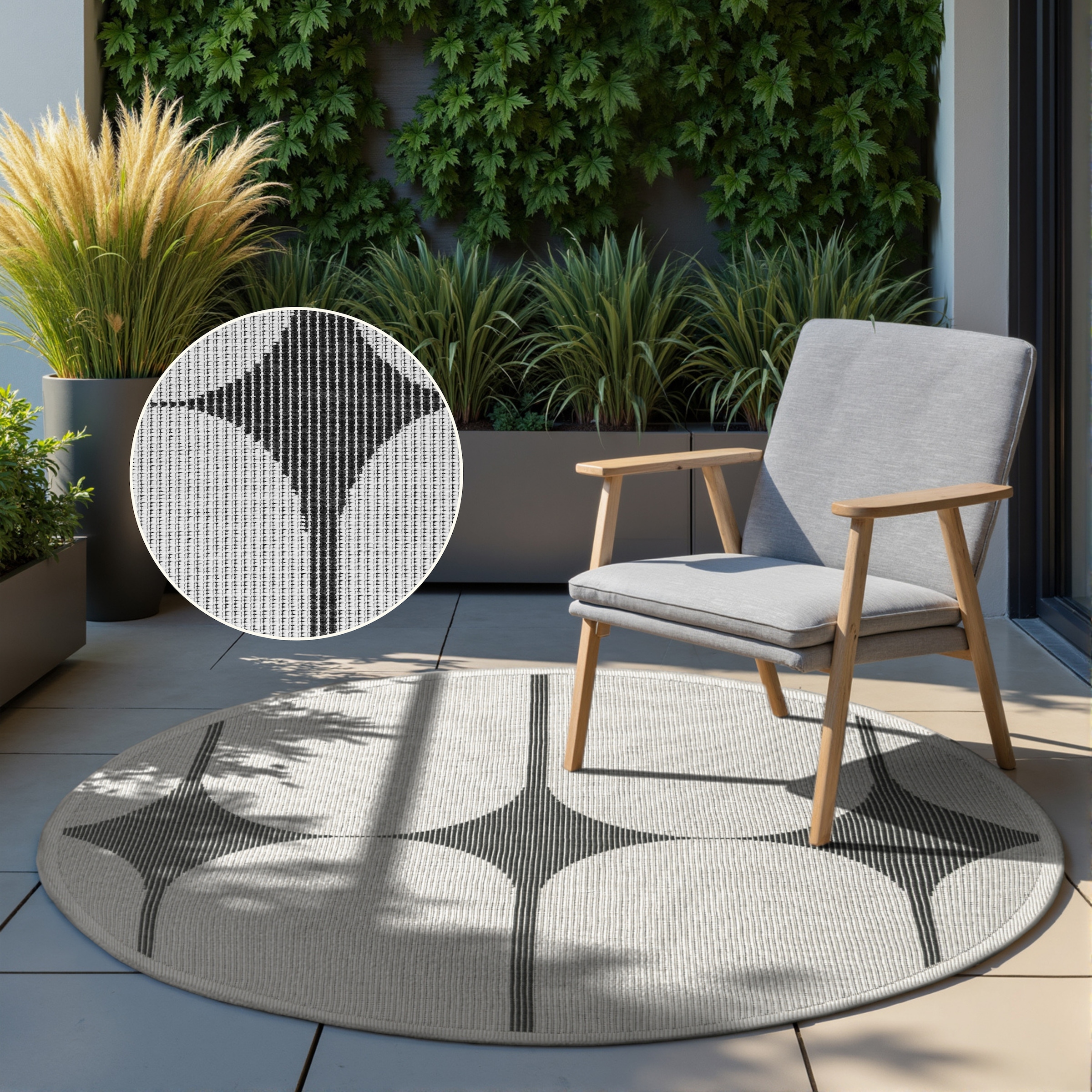 HANSE Home Outdoorteppich »Bowen Wendeteppich« rund 5 mm Höhe In und Outdoor, Flachgewebe, wetterfest, pflegeleicht, robust