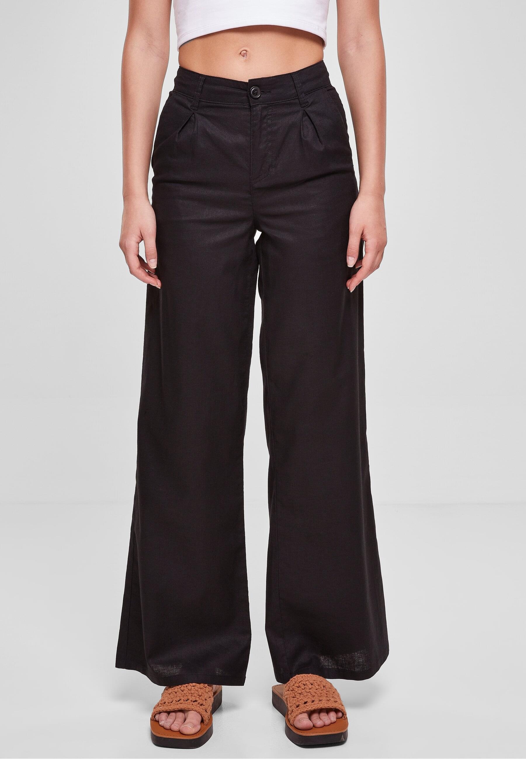 URBAN CLASSICS Stoffhose »Urban Classics Damen Ladies High Linen Mixed Wide Leg Pants«, (1 tlg.)
