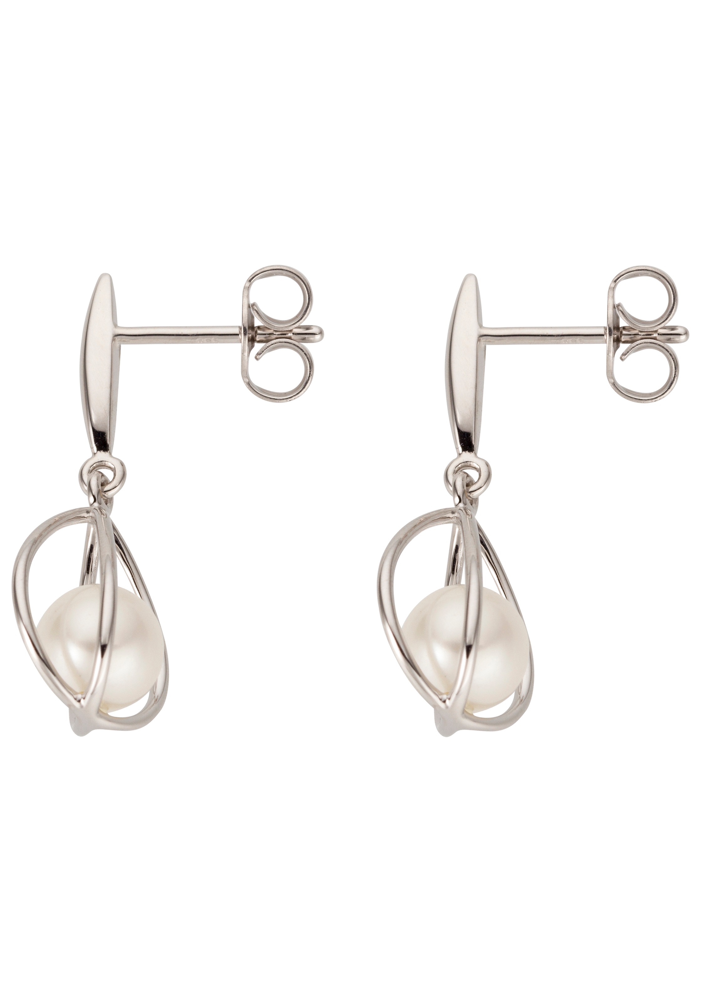 JOBO Perlenohrringe »Ohrringe Weißgoldohrringe 24 mm« 585 Weißgold mit Perlen