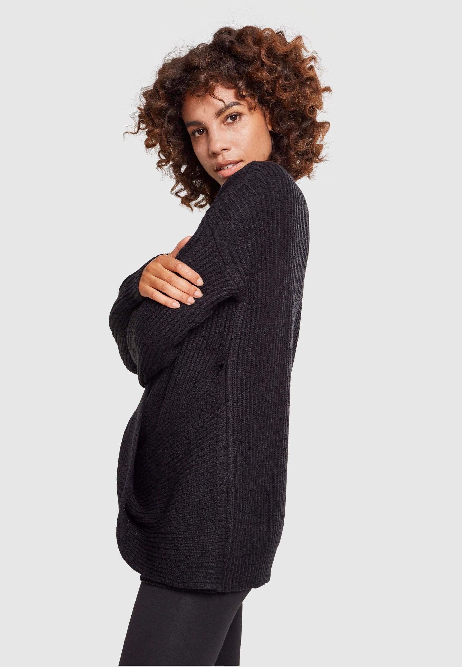 URBAN CLASSICS Rundhalspullover »Urban Classics Damen Ladies Wrapped Sweater«, (1 tlg.)