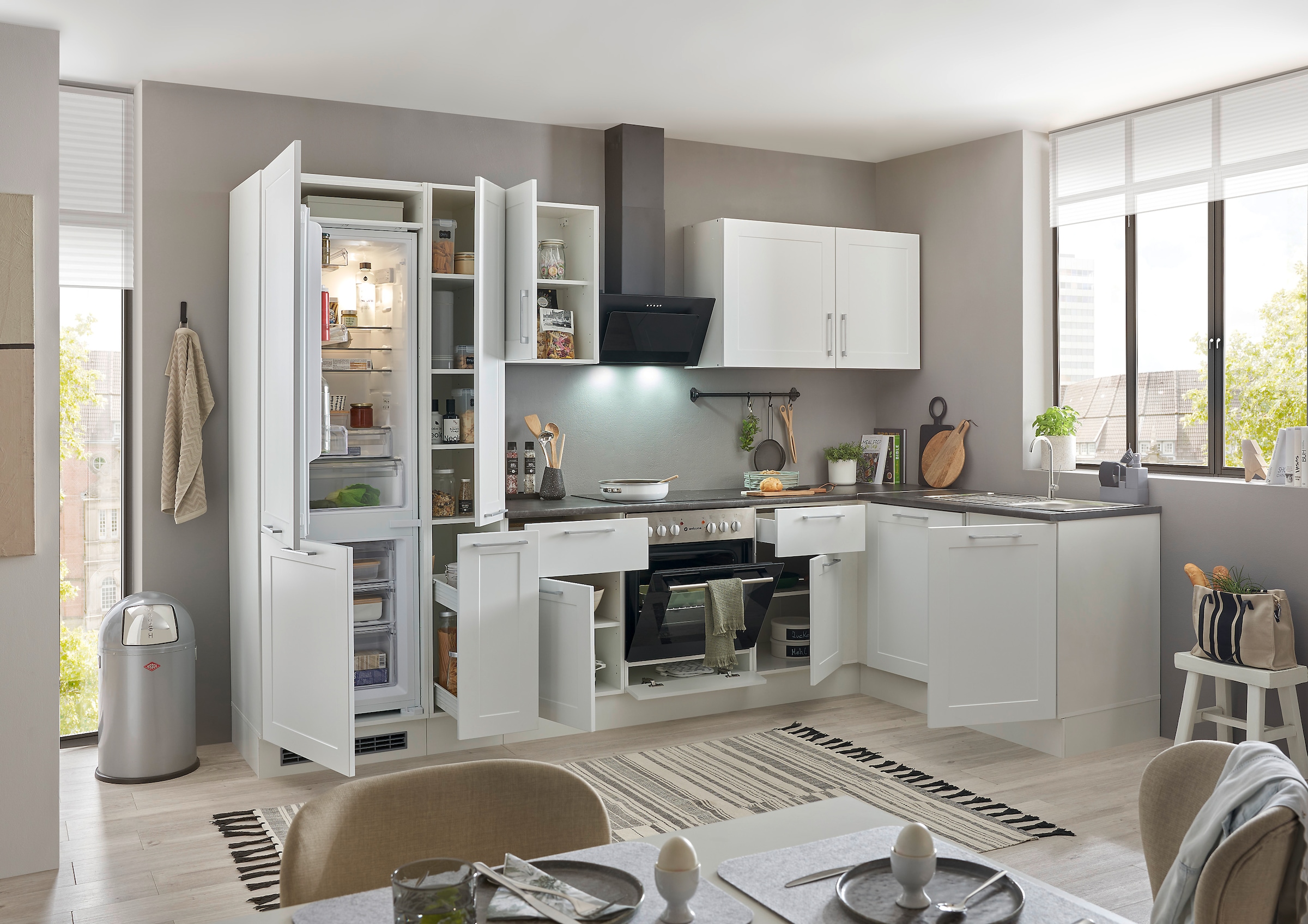 BASIC by Balculina Winkelküche »Marsi«, Stellmaße 310x175 cm, wahlweise mit E-Geräten, mit Soft-Close-Funktion