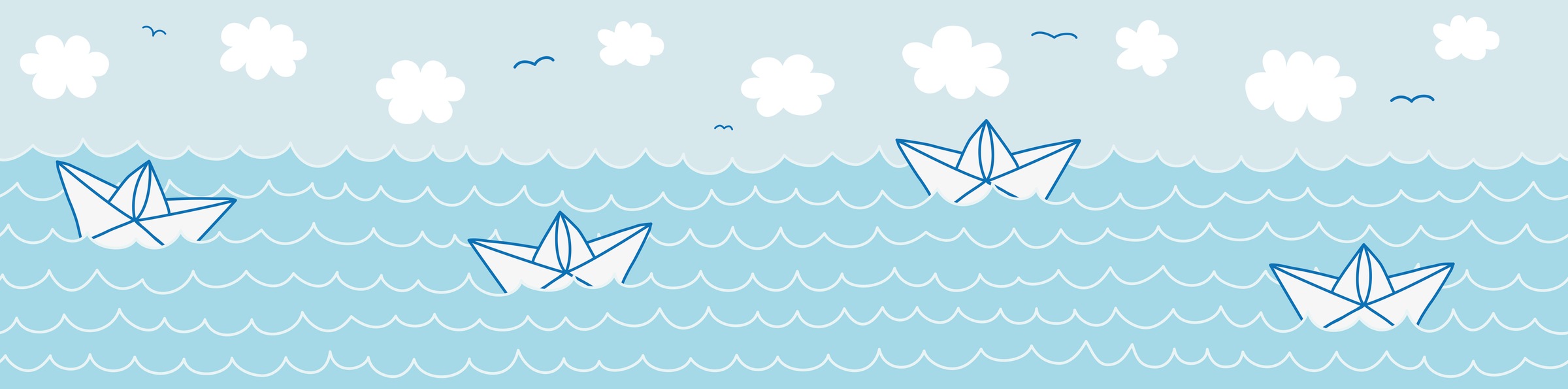 A.S. CRÉATION Bordüre "Paper Boat Love", B/L: 0,16m x 5m, Rollen: 1, blau, Tapeten, Papier Wand Schräge Tür Borte Wohnzimmer Schlafzimmer Küche Design