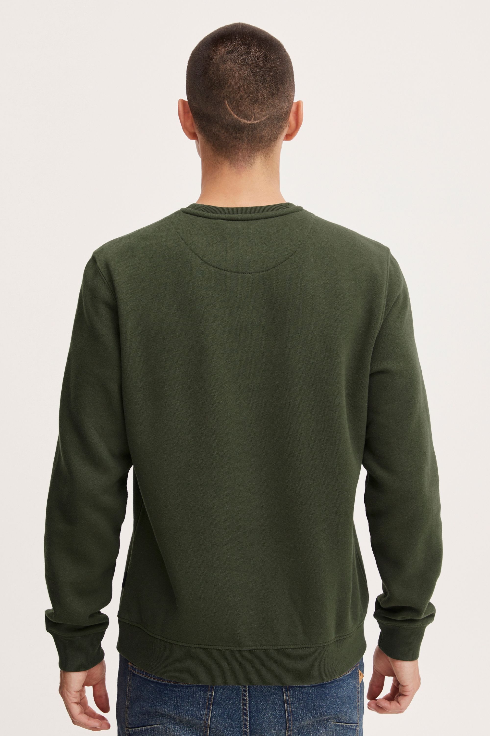 Rundhalspullover BLEND "BHDownton", Herren, Gr. S, forest night, Sweatware, 50% Baumwolle, 50% Polyester, unifarben, regular fit normal, Rundhals, Pullover Rundhalspullover, Klassisches Sweatshirt mit Rundhalsausschnitt 3