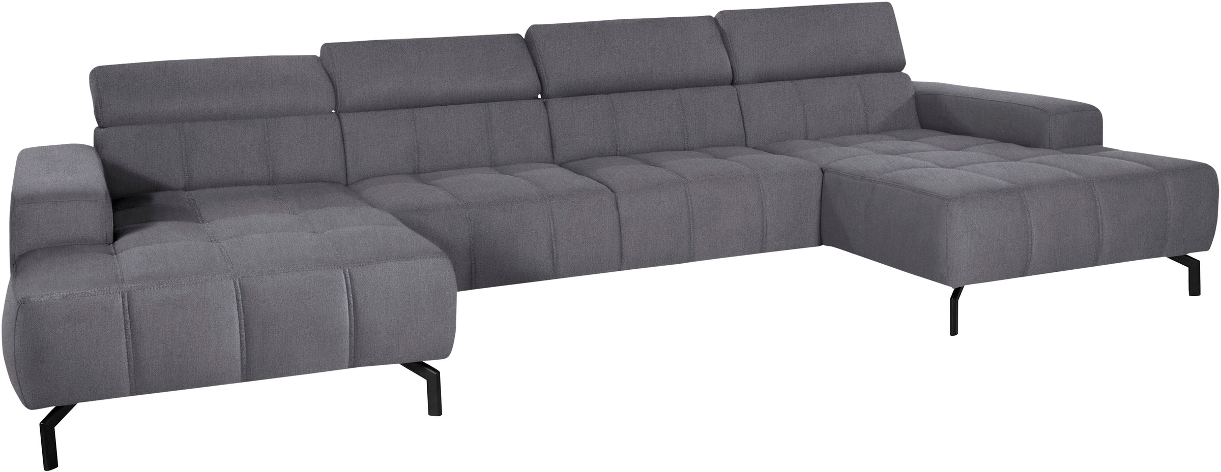 DOMO collection Wohnlandschaft »Cunelli tolle Sitznähte als Designelement, fester Sitzkomfort, U-Form«, wahlweise mit Kopfteilverstellung, bodenfrei