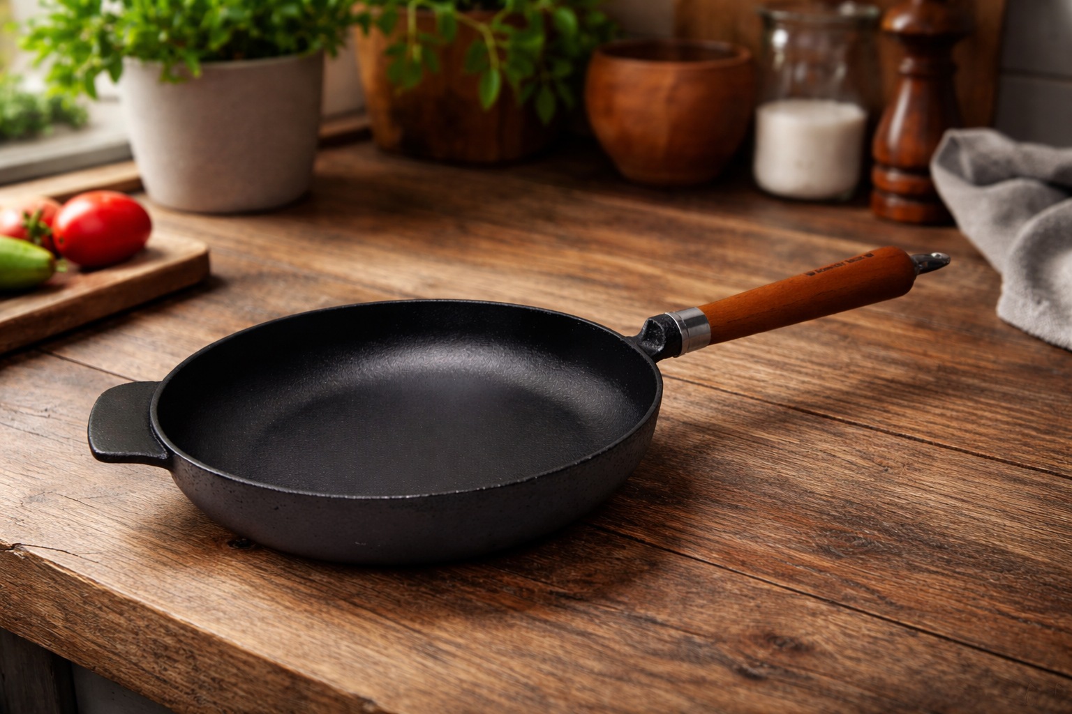 Ronneby Bruk Bratpfanne »Maestro, hoch, mit Holzgriff & Gegengriff« Gusseisen 1 tlg.