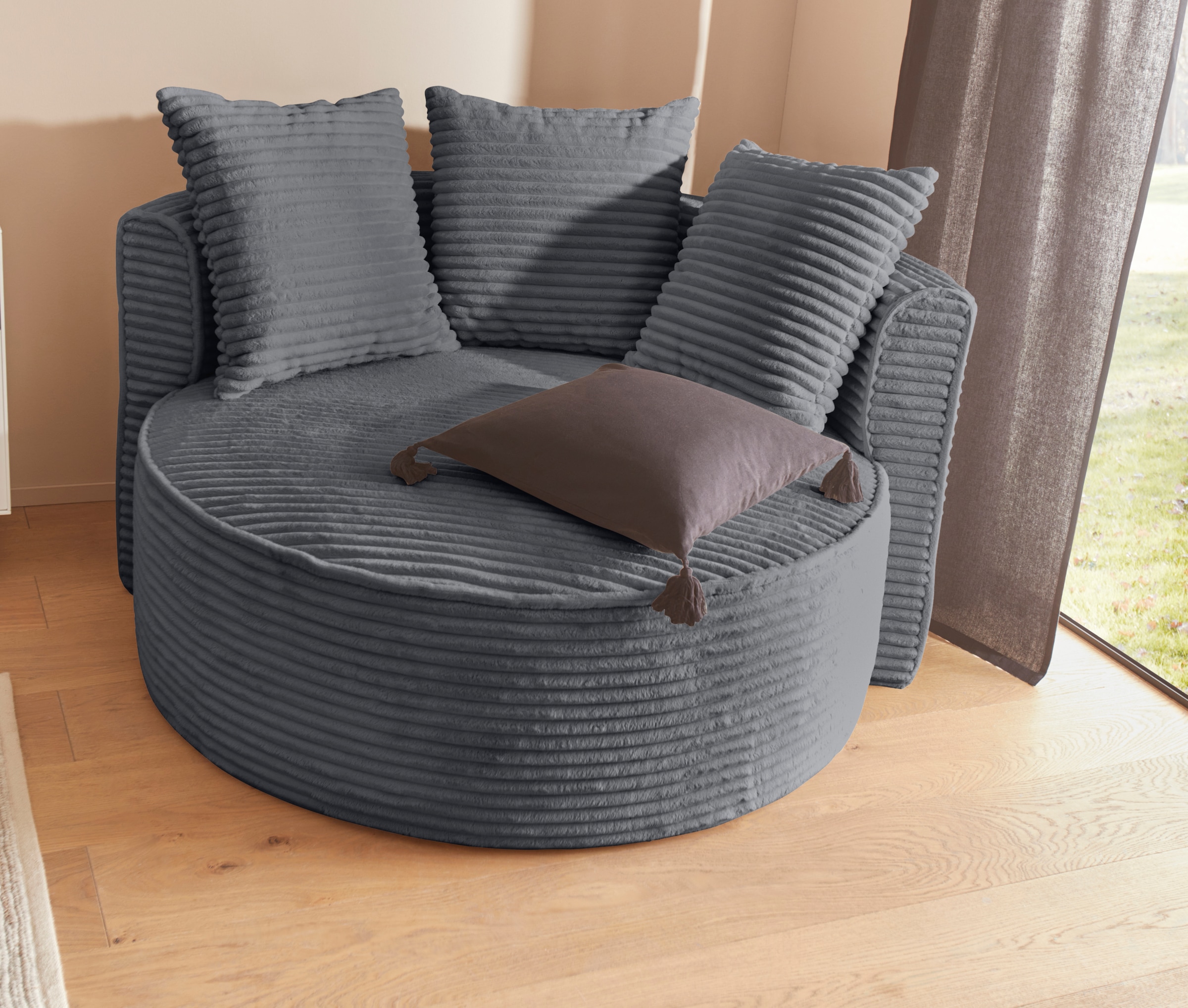 LeGer Home by Lena Gercke XXL-Sessel »Isalie, Sessel in modernen Farben, Lesesessel, Loveseat, Big-Sessel«, trendige Stoffe, mit 3 Zierkissen, große Sitzfläche, Hocker optional