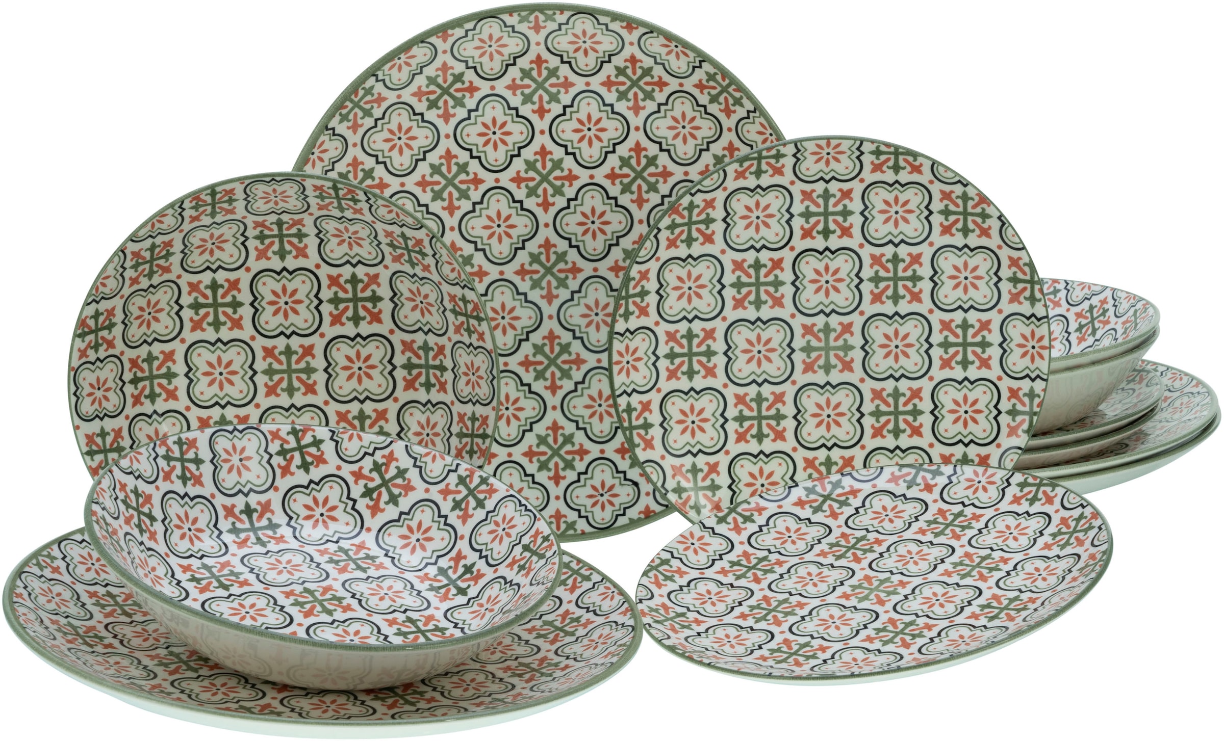 CreaTable Teller-Set "Rumi", (Set, 12 tlg.), orientalische2 Fliesenmotiv