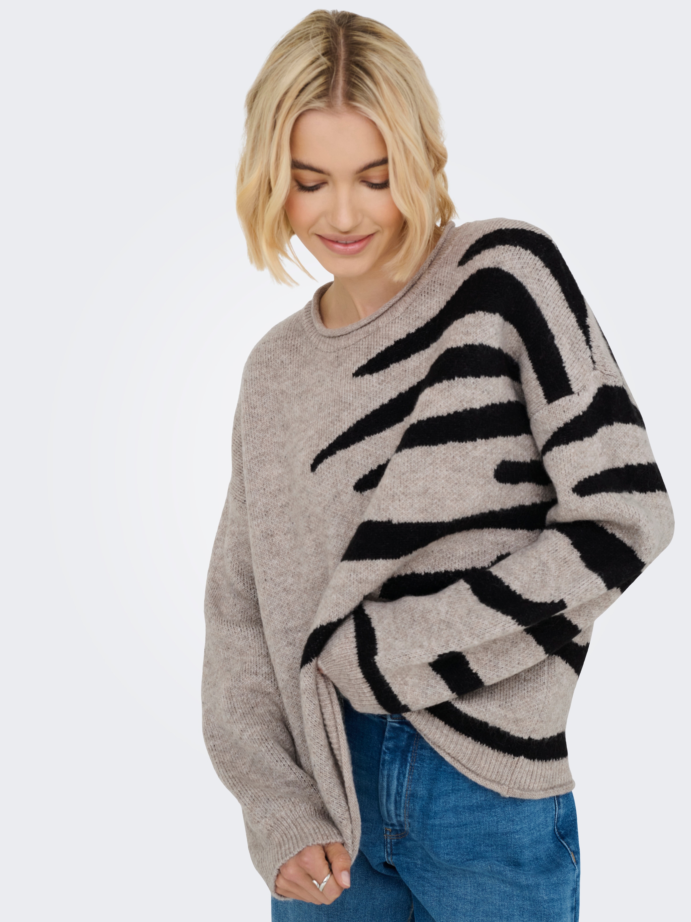 ONLY Rundhalspullover »ONLJADE PATTERN LS O-NECK EX KNT«