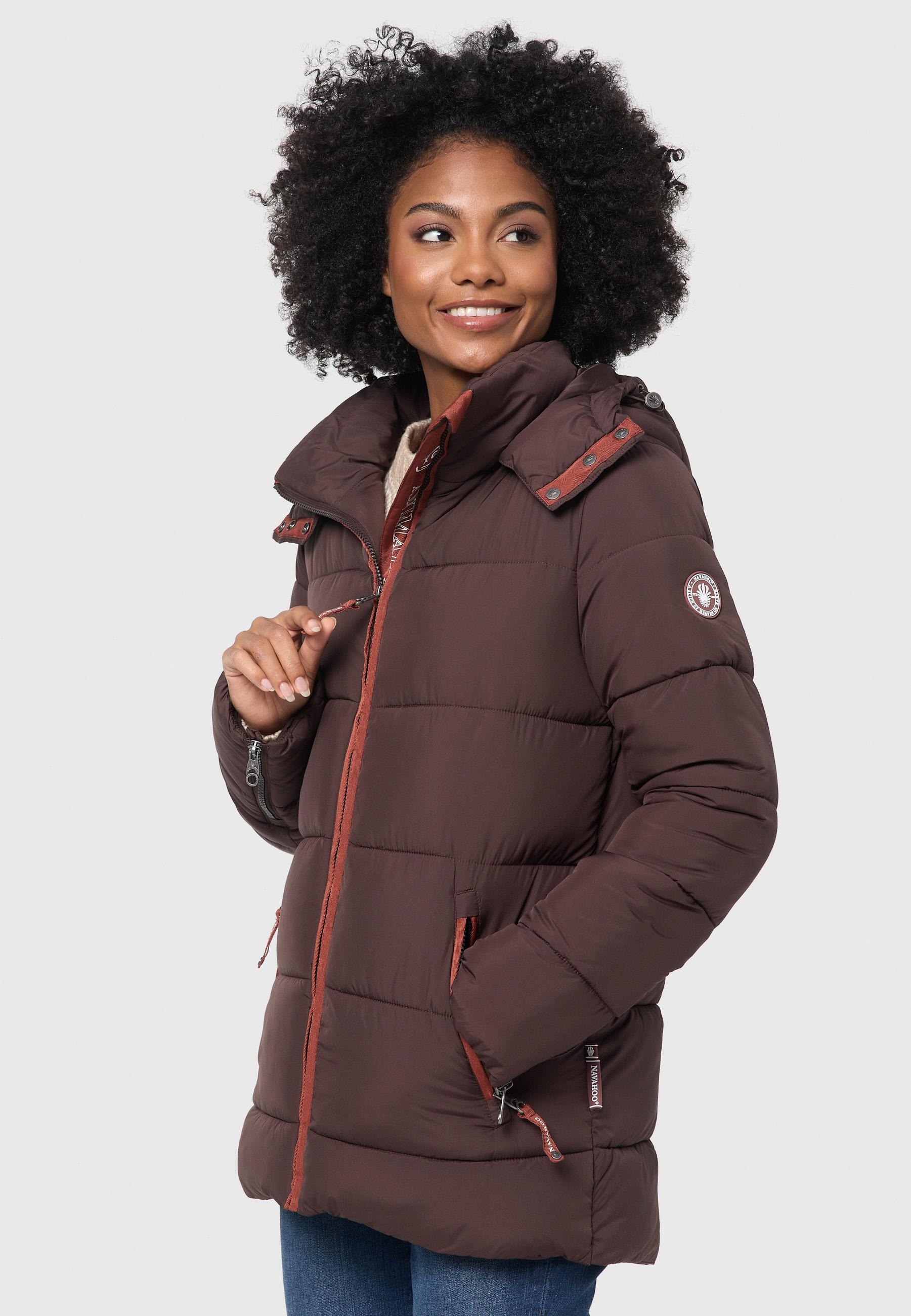 Navahoo Winterjacke »Wattewölkchen«, mit Kapuze, Modische Damen Steppjacke mit kontrastfarbenen Details