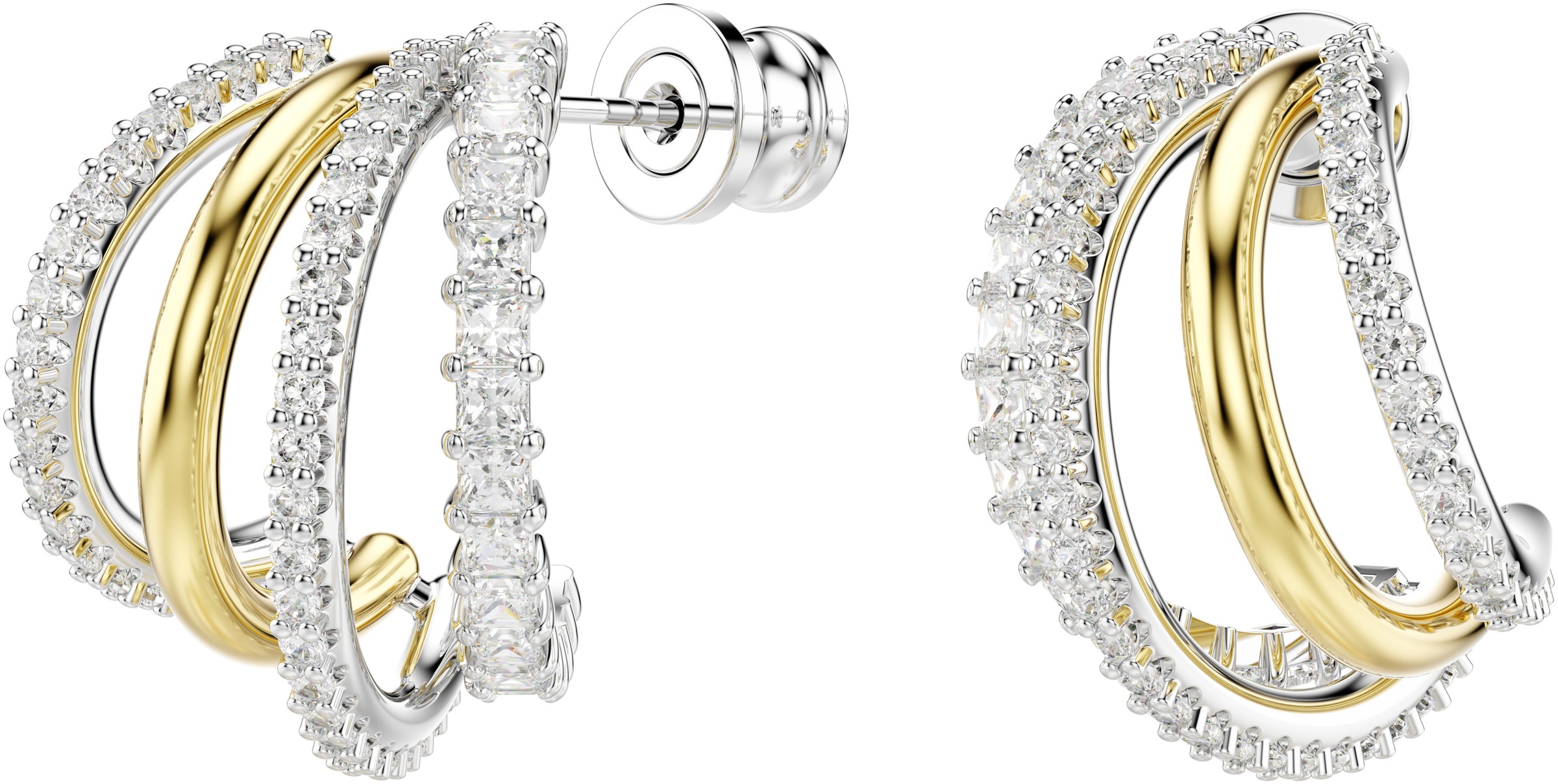 Paar Creolen SWAROVSKI "Schmuck Geschenk Hyperbola Ohrringe", gold (metallfarben, gelbgoldfarben, kristallweiß, kristallweiß), Ohrringe, Damen, Metall, mit Swarovski Zirkonia (synth.) 3