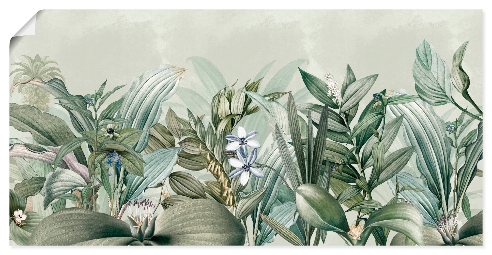ARTLAND Exotic Floral Garden Landscape Wall Art Green 60x30cm