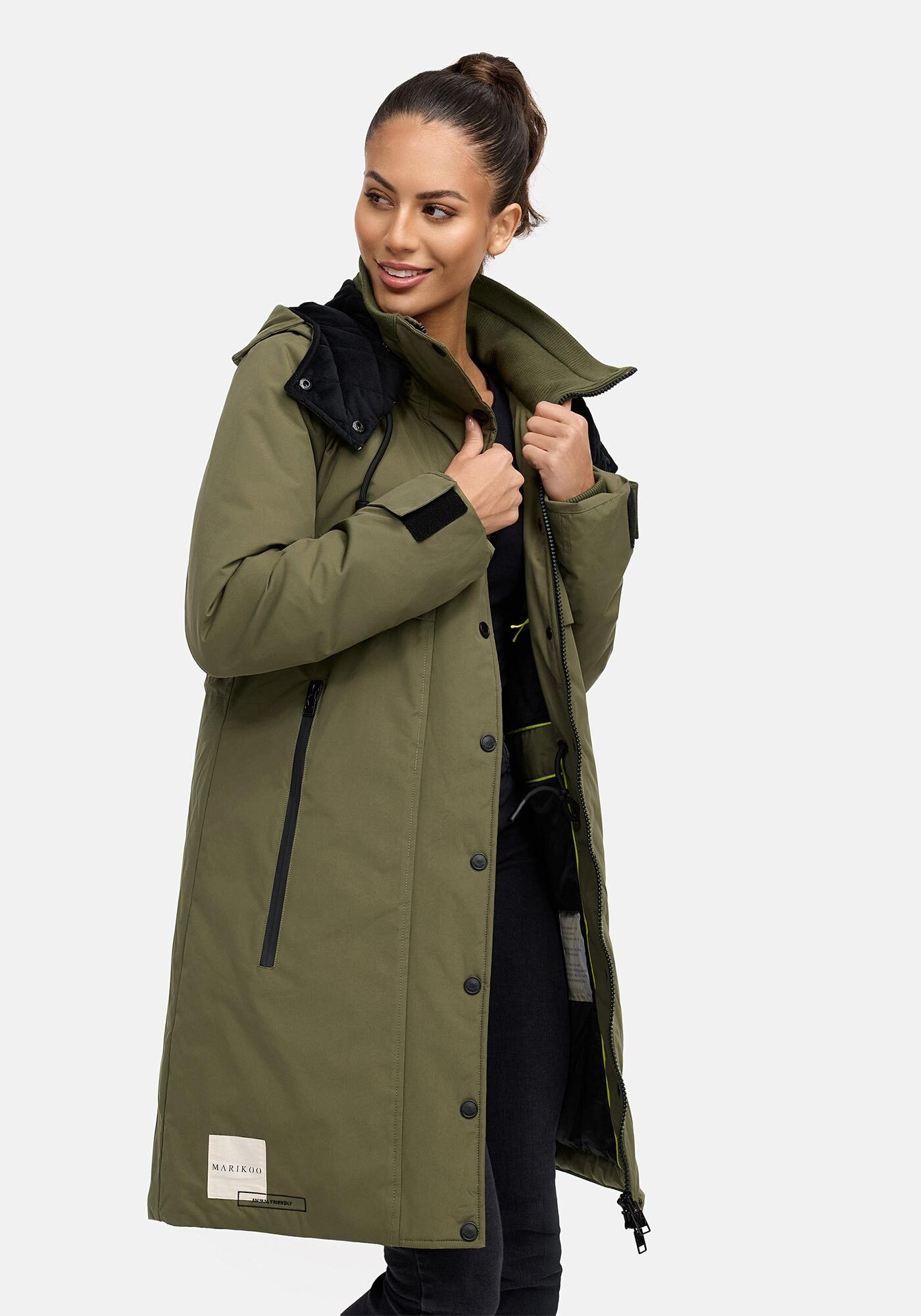 Marikoo Winterjacke »Anoukaa«, langer Parka mit abnehmbarer Kapuze