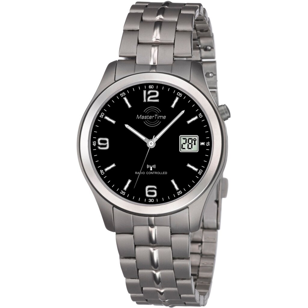 MASTER TIME Funkuhr »MTGT-10349-22M«, Armbanduhr, Quarzuhr, Herrenuhr, Datum, Leuchtzeiger