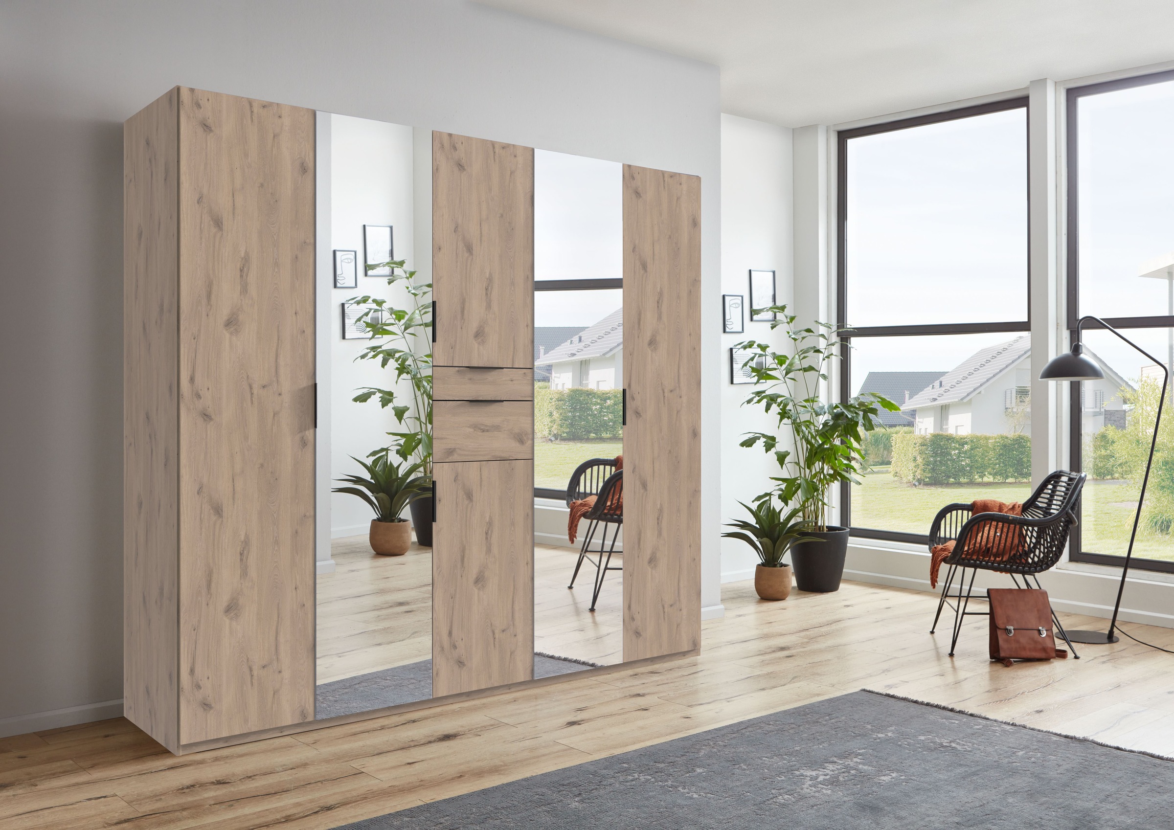 Wimex Drehtürenschrank »Moldau Kleiderschrank mit Spiegel Schlafzimmerschrank Bestseller«, Wähle deine Innenausstattung fertig konfiguriert im Schrank