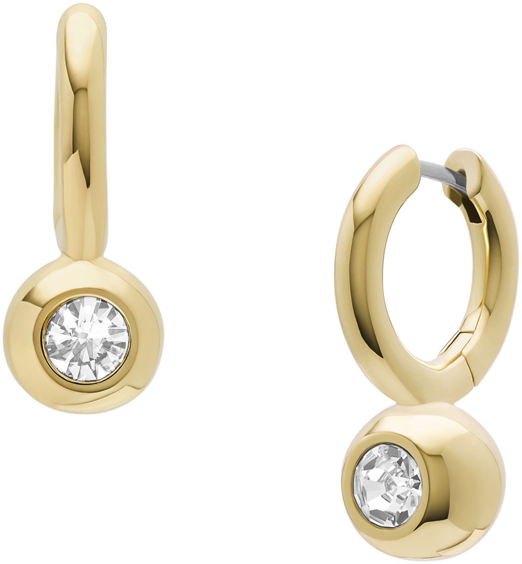 Fossil Paar Creolen »Schmuck Geschenk Edelstahl Ohrringe Bright Baubles, JA7254710«, mit Glasstein