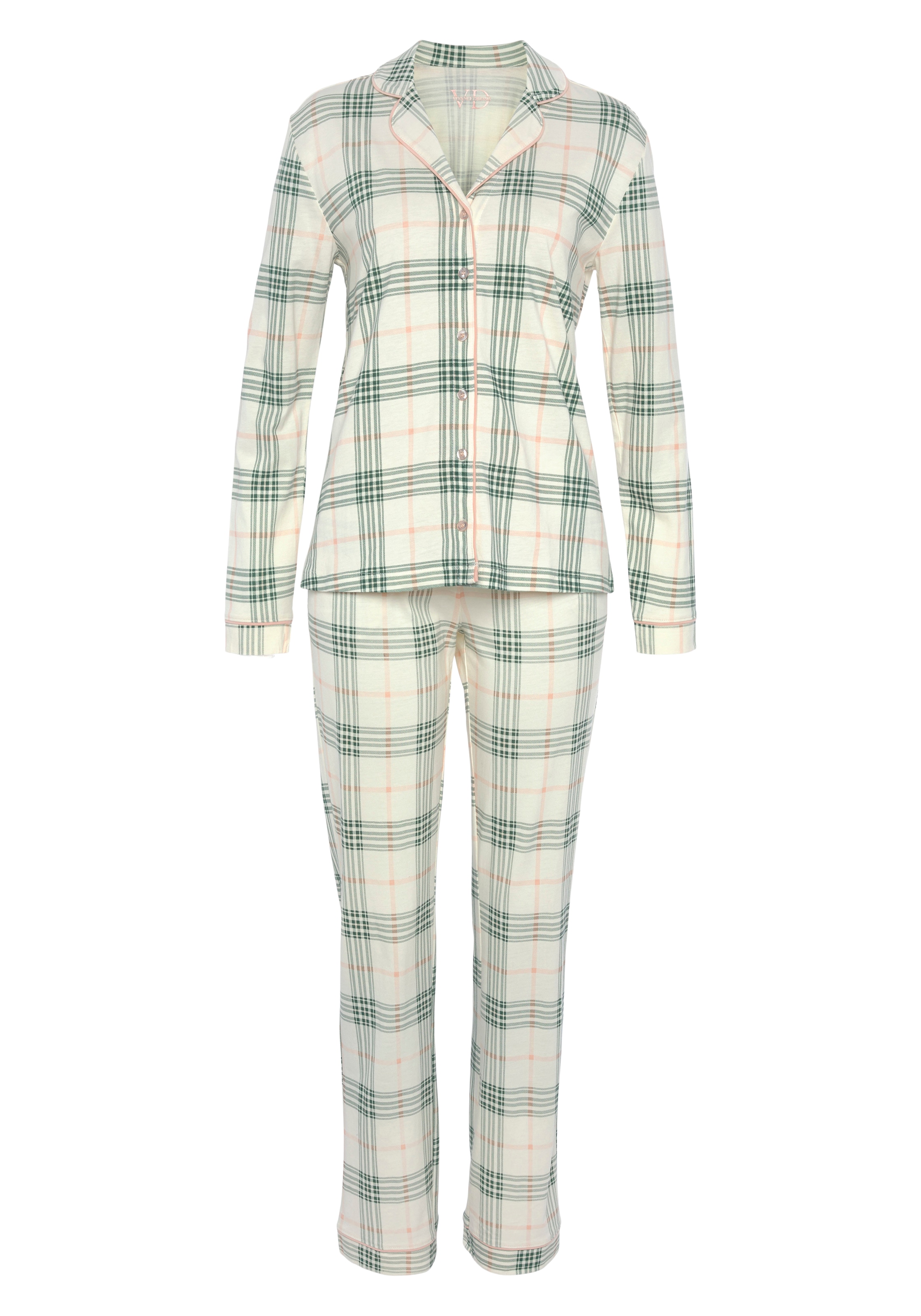 Vivance Dreams Pyjama, (2 tlg.), im klassischen Schnitt