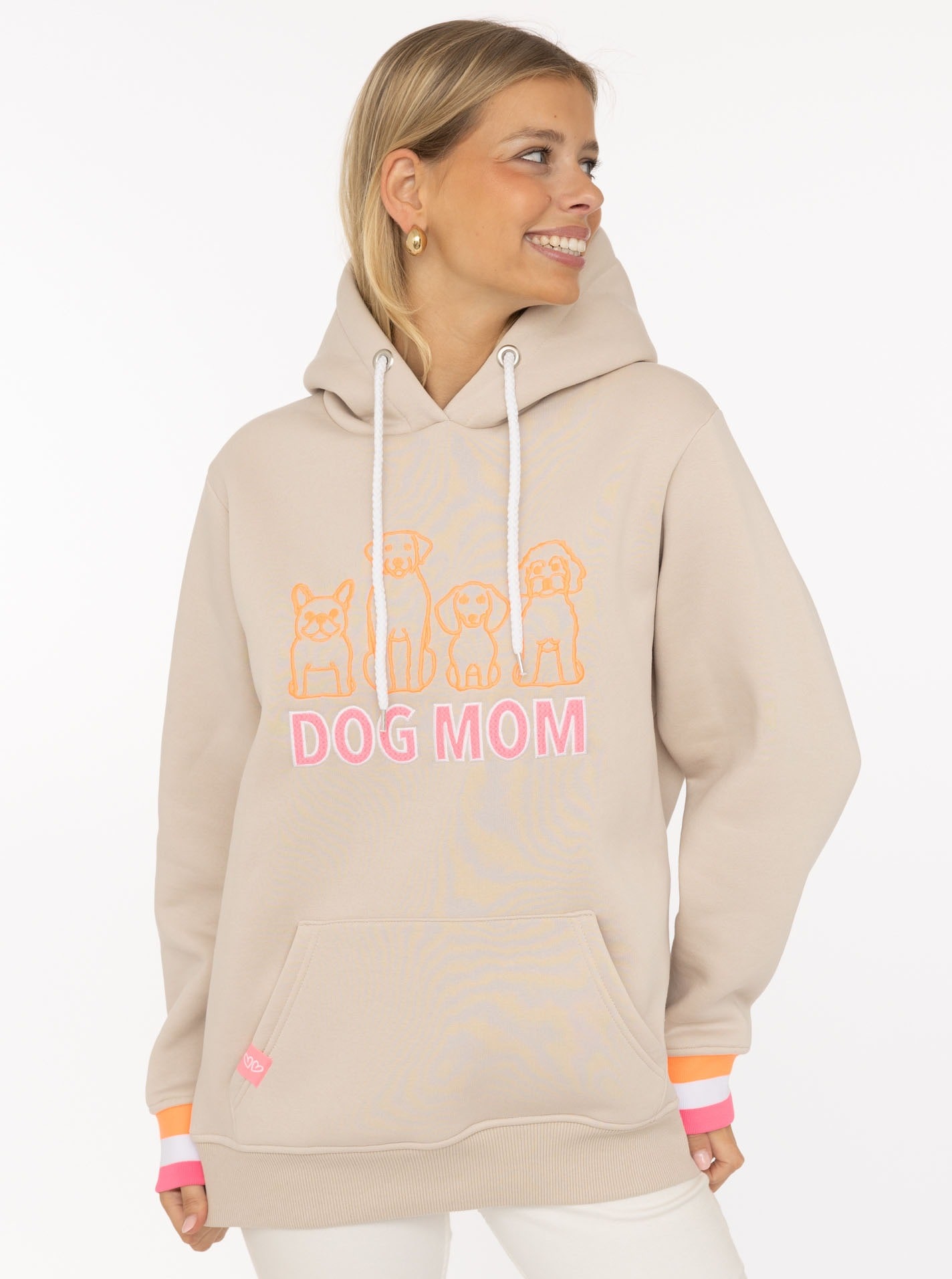 Zwillingsherz Hoodie ""Dog Mom & Friends"", gestickte Hunde, Statement Schr günstig online kaufen