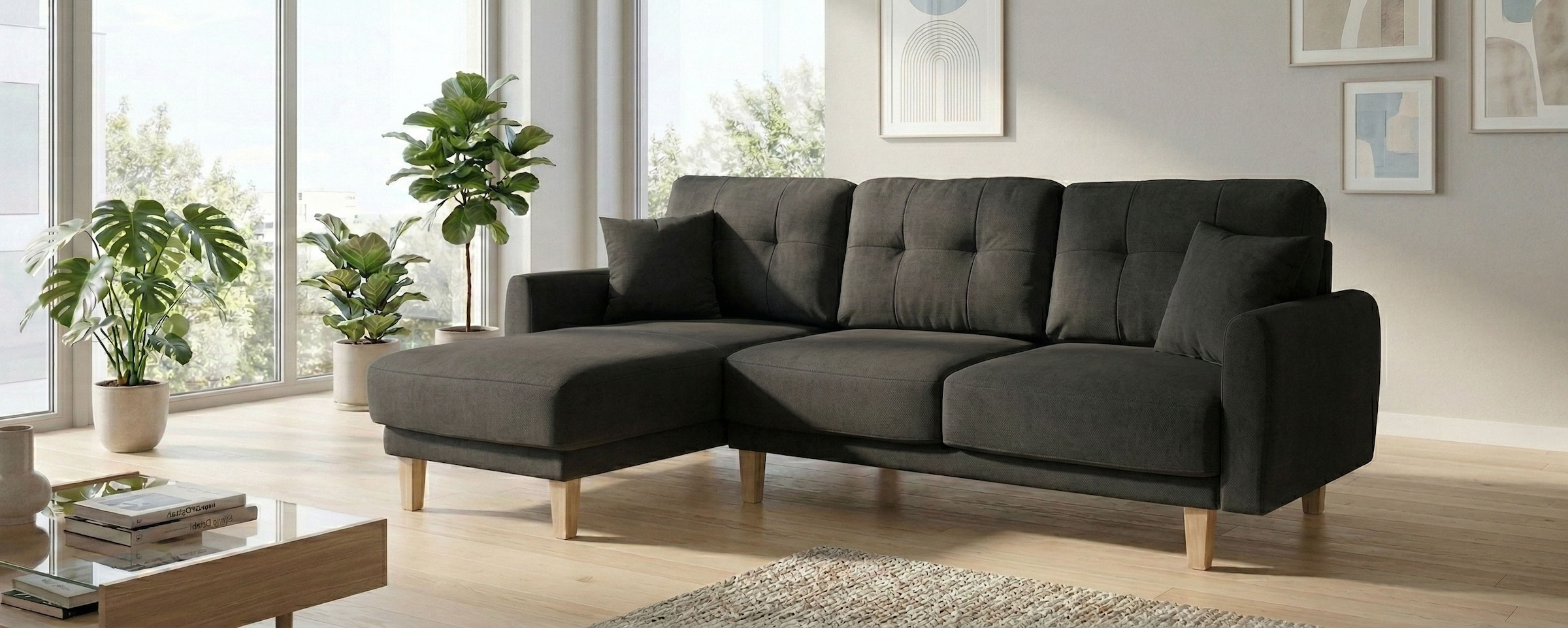 OTTO home Ecksofa "TRIPLO optionale Schlafsofa mit Bettkasten, Maße B/T/H: 234/164/89 cm" L-Form wahlweise mit Bettfunktion - Liegefläche 132x210 cm
