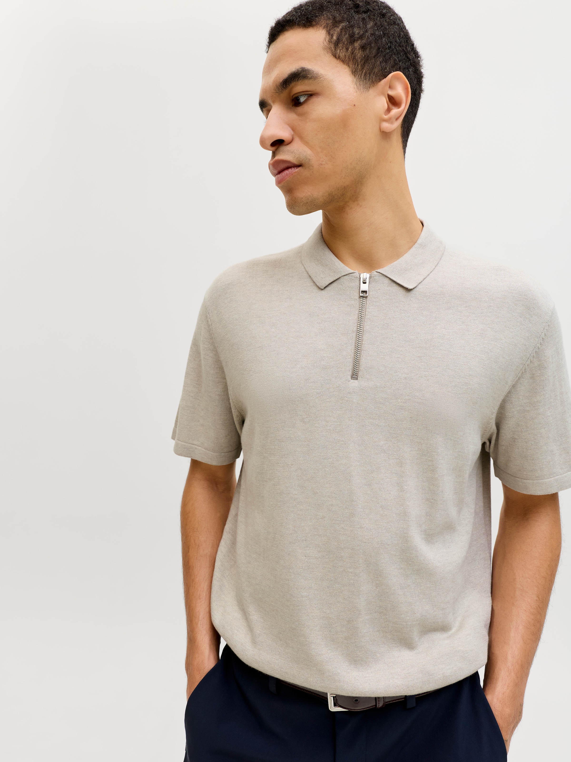 Jack & Jones Kurzarmpullover »JJEEMIL KNIT ZIP POLO SS SN« mit kurzem Reißverschluss