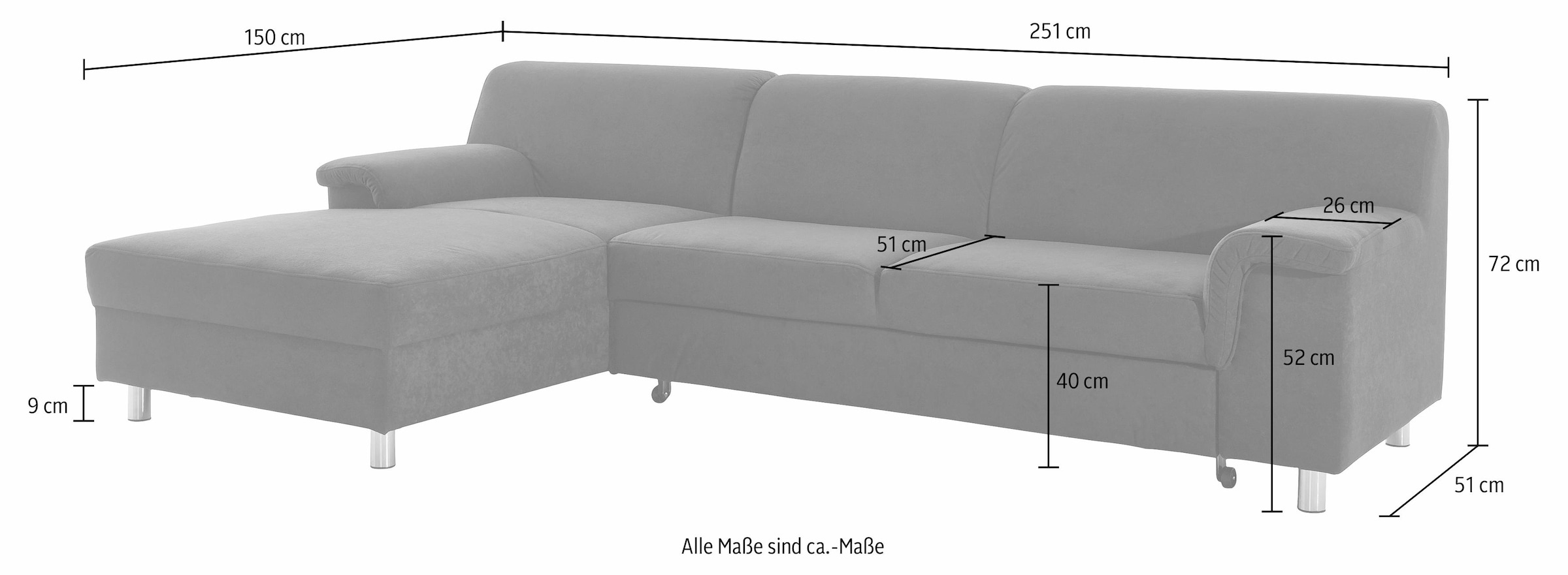 INOSIGN Ecksofa »Jamie, modern und elegant, Fußhöhe 9cm, L-Form,«, wahlweise mit Bettfunktion