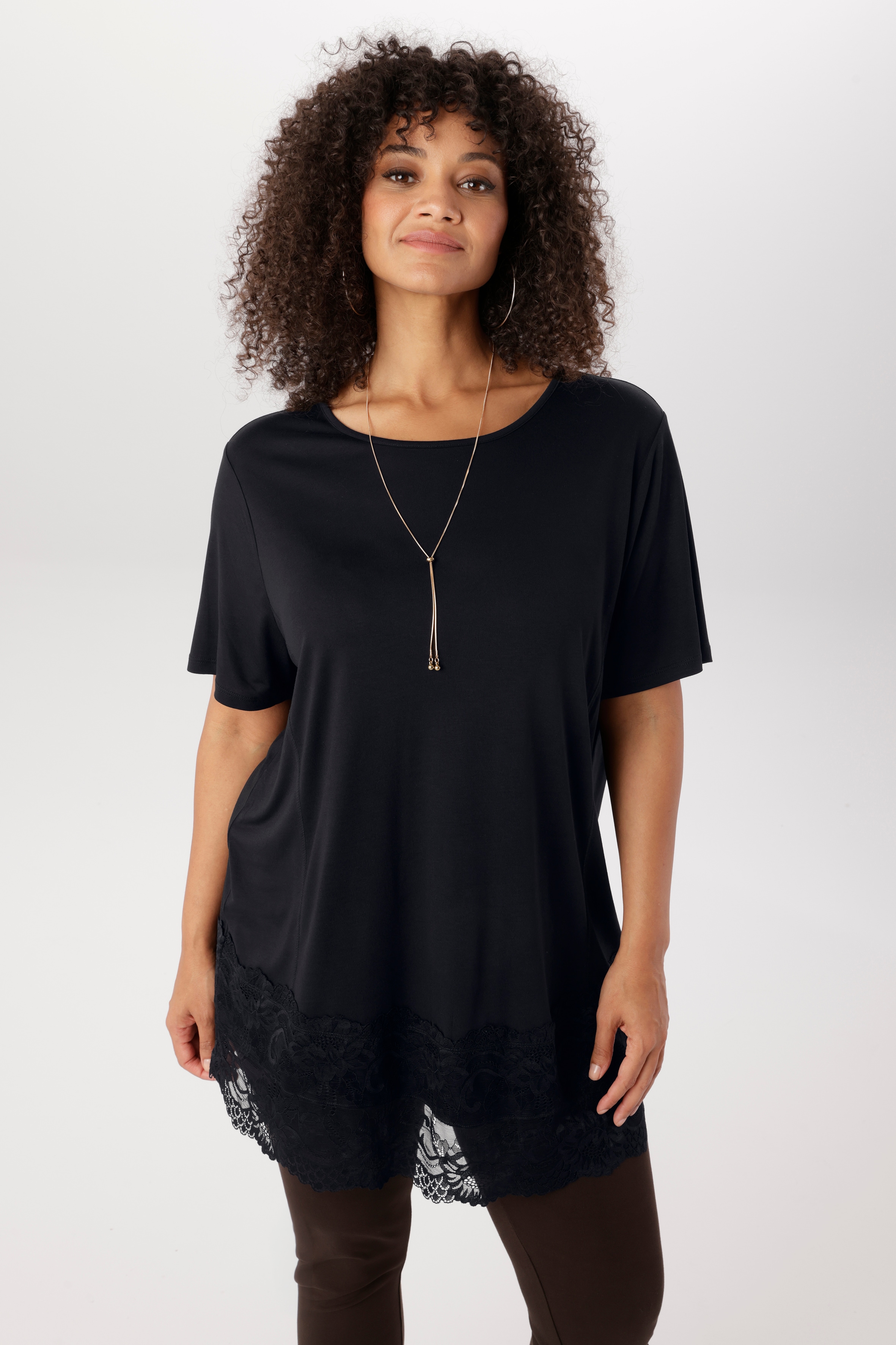 Aniston PLUS Spitzenshirt mit Trendige Spitze am Saum - NEUE KOLLEKTION