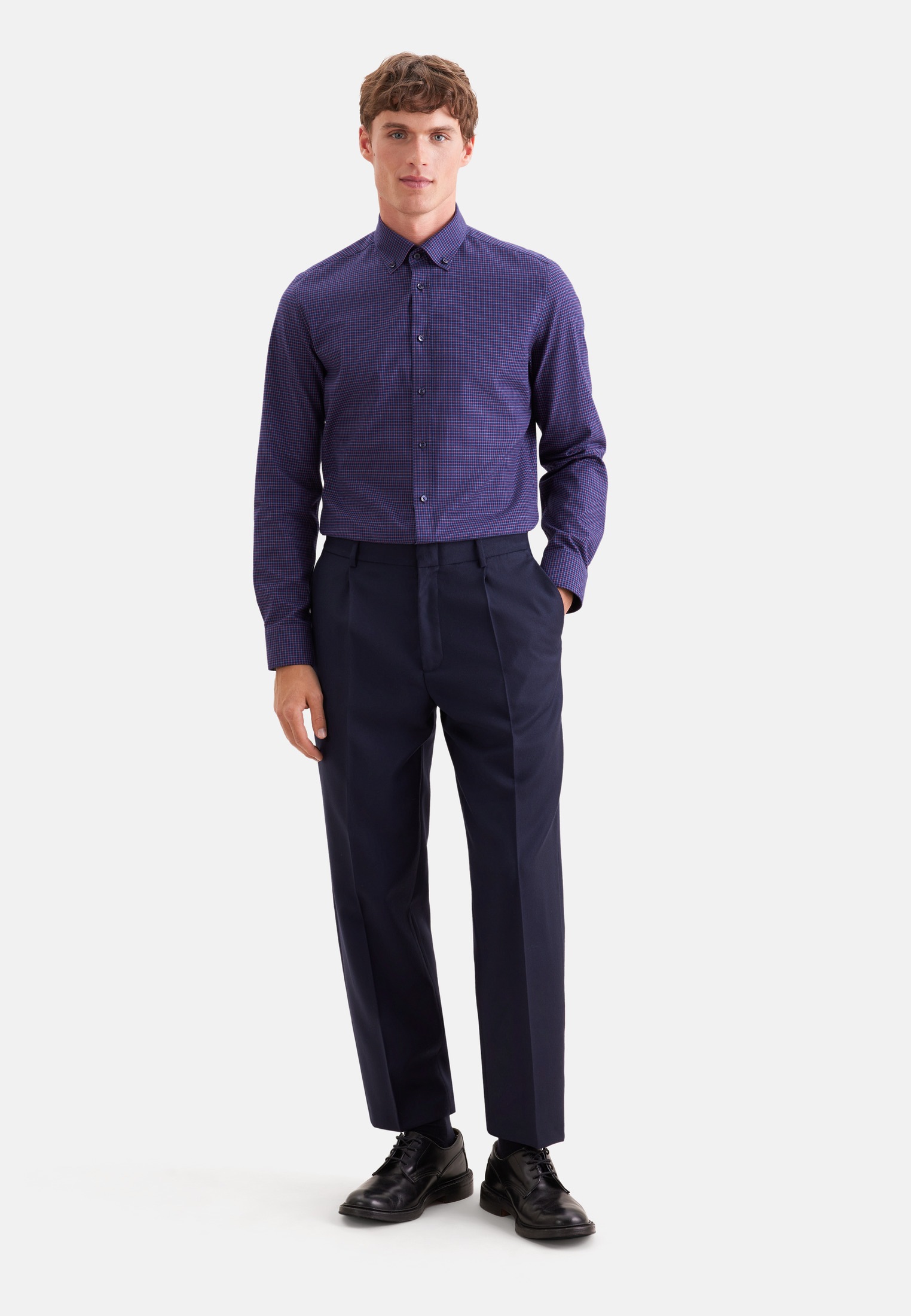 seidensticker Flanellhemd »Schwarze Rose« Slim 1/1 Button-Down-Kragen Karo