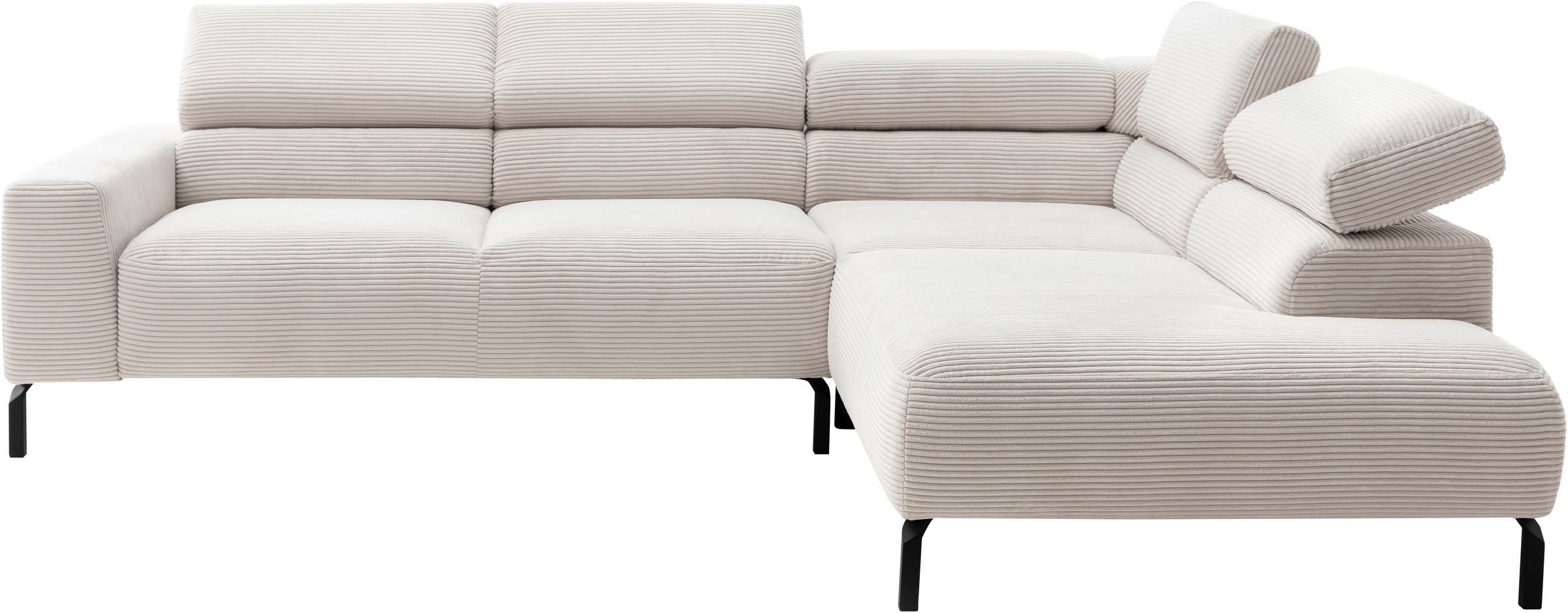 Places of Style Ecksofa »Antonelli, L-Form, inkl. Kopfteilverstellung, Breite 276 cm«, ohne Sitztiefenverstellung, in Cord, weiß