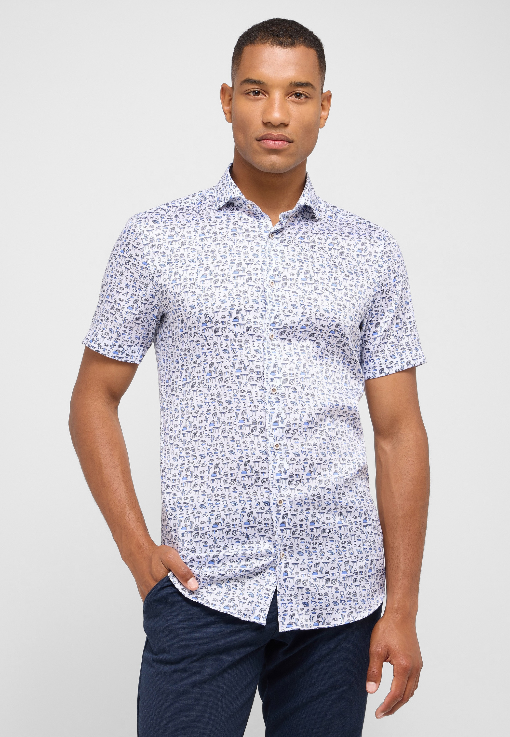 Eterna Kurzarmhemd "SLIM FIT" EASY IRON (bügelleicht) günstig online kaufen