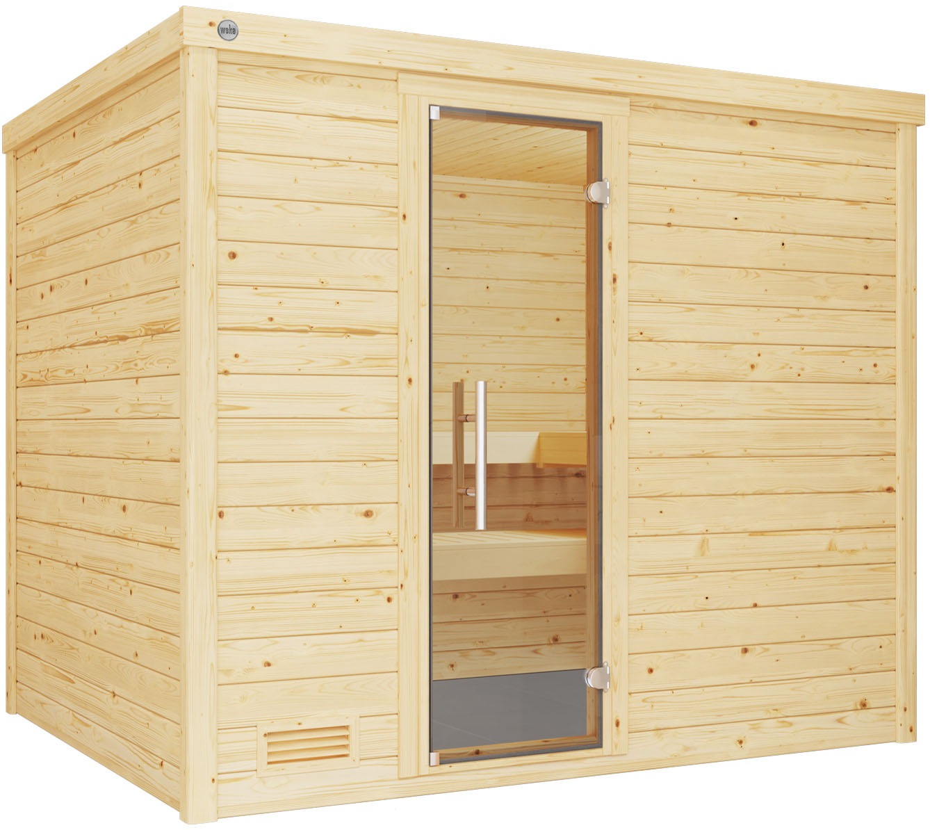 weka Sauna "Massivholzsauna BERGEN 3", Blockbohlen, moderne Ganzglastür