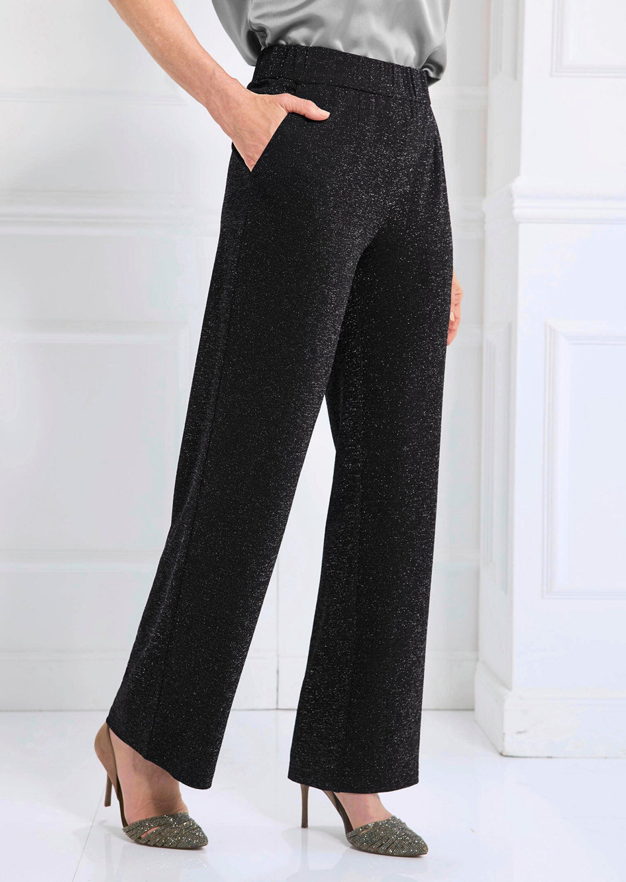 GOLDNER Schlupfhose »Kurzgröße Weite Hose VERA aus glänzendem Jersey«