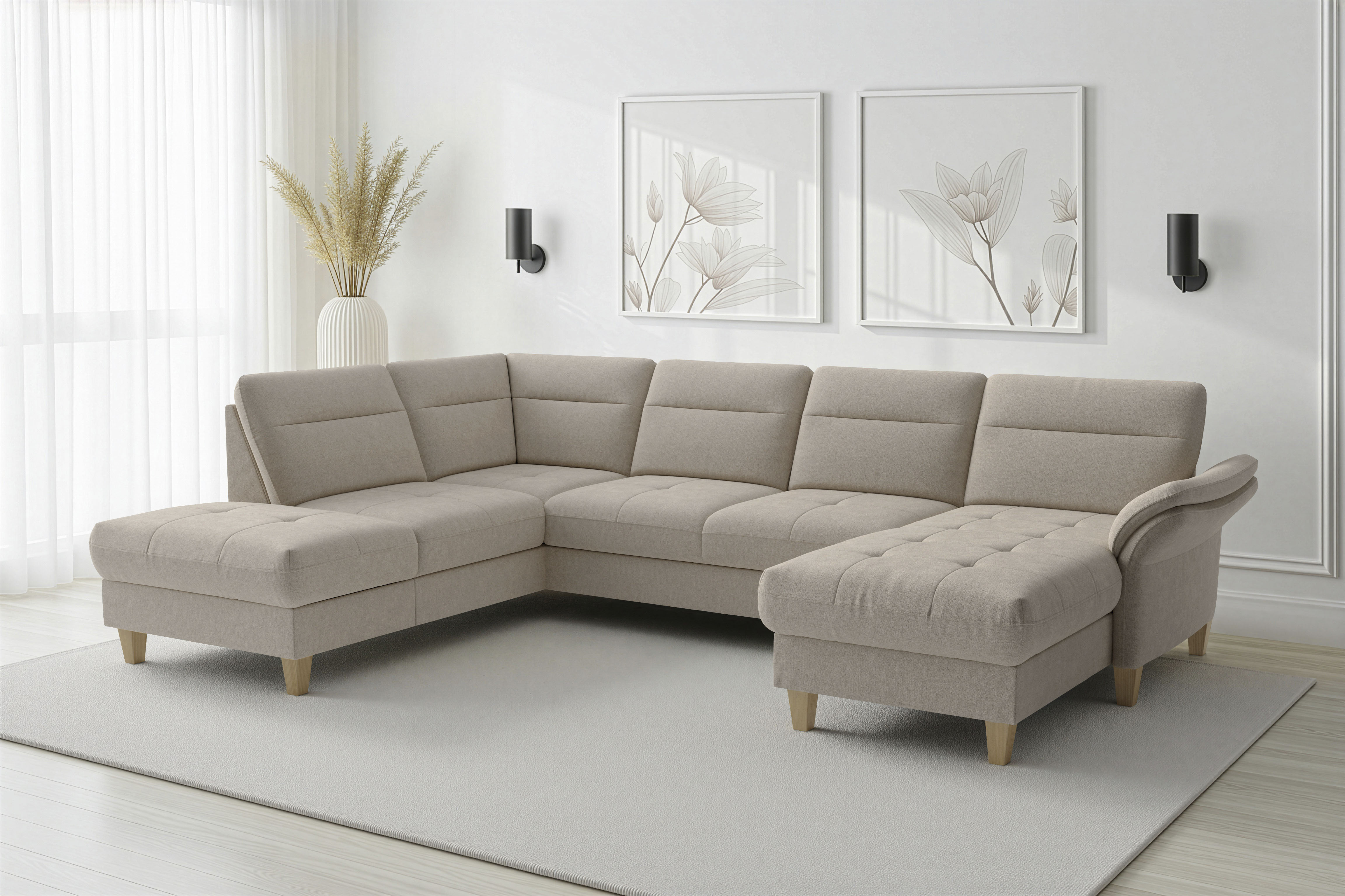 sit&more "Pamela U-Form, B: 292 cm, optional Schlaffunktion & Bettkasten" mit Federkern und Liegefläche aus Originalstoff