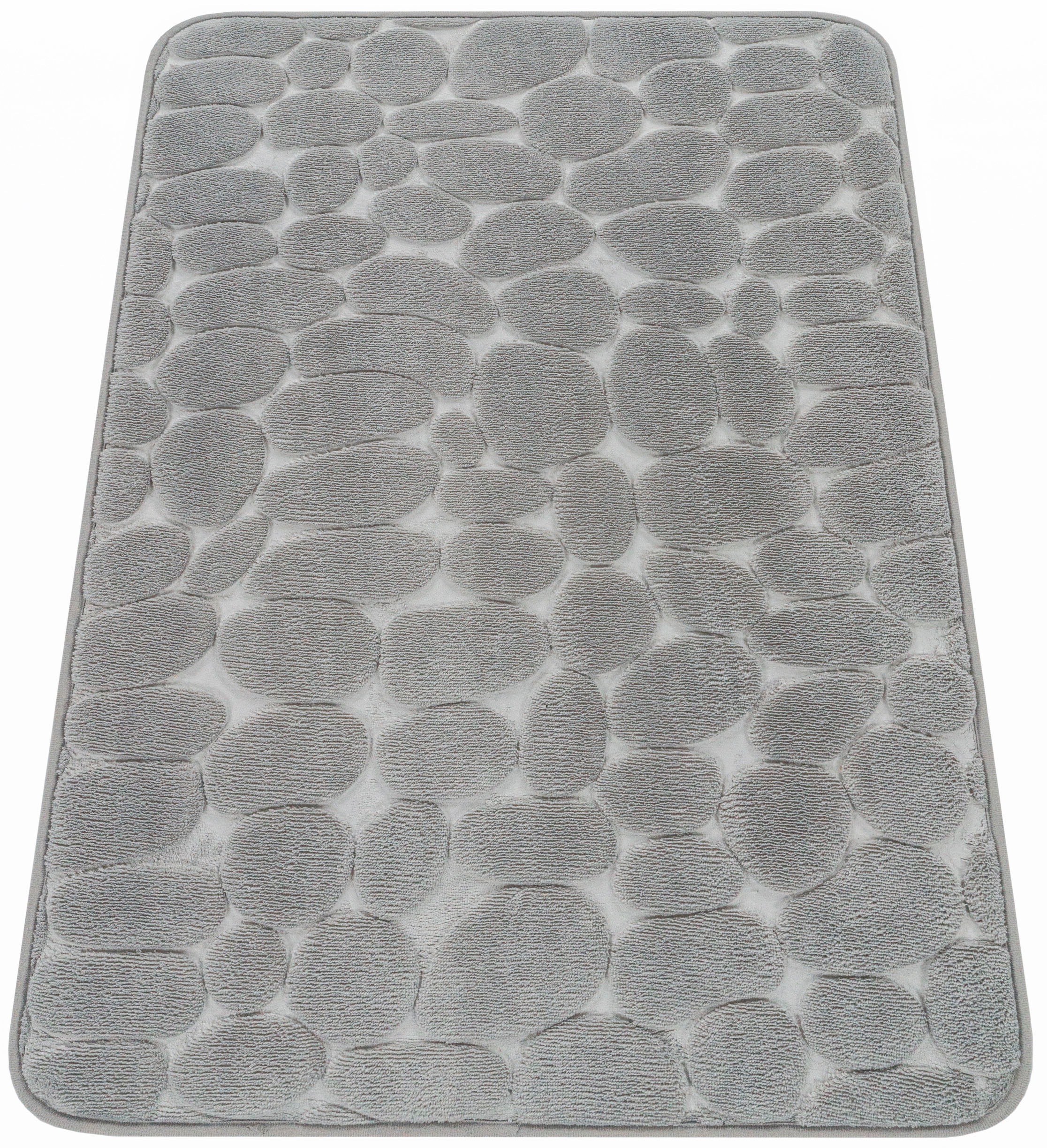 Paco Home Badematte »Corby 256«, Höhe 13 mm, fußbodenheizungsgeeignet, Badteppich, Uni Farben, Motiv Steine, Hoch-Tief Effekt