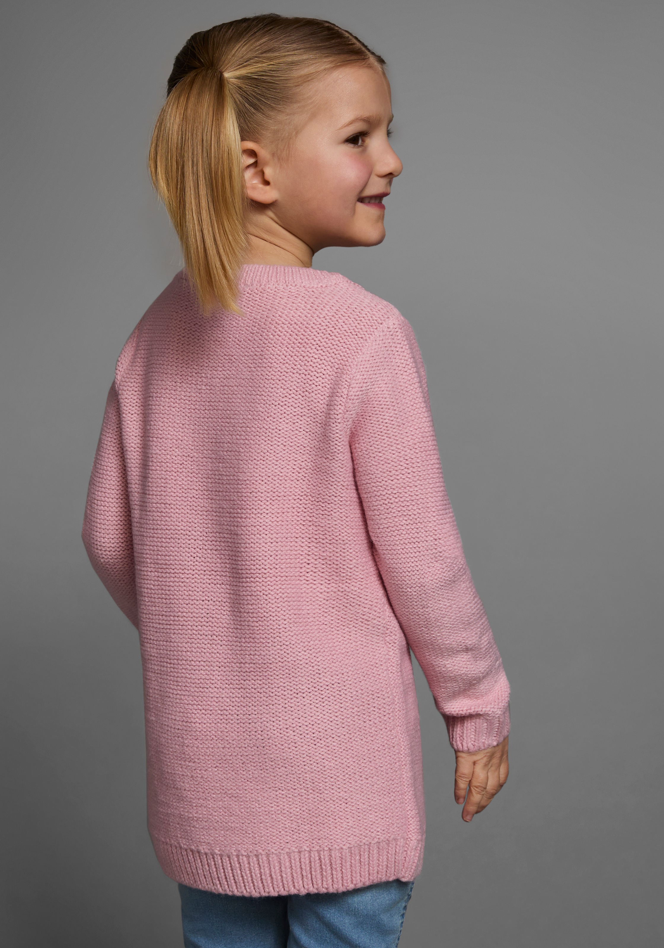 Thumbnail - KIDSWORLD Strickpullover ", Longpullover mit Herz-Muster für kleine Mädchen" mit niedlichen Herzen