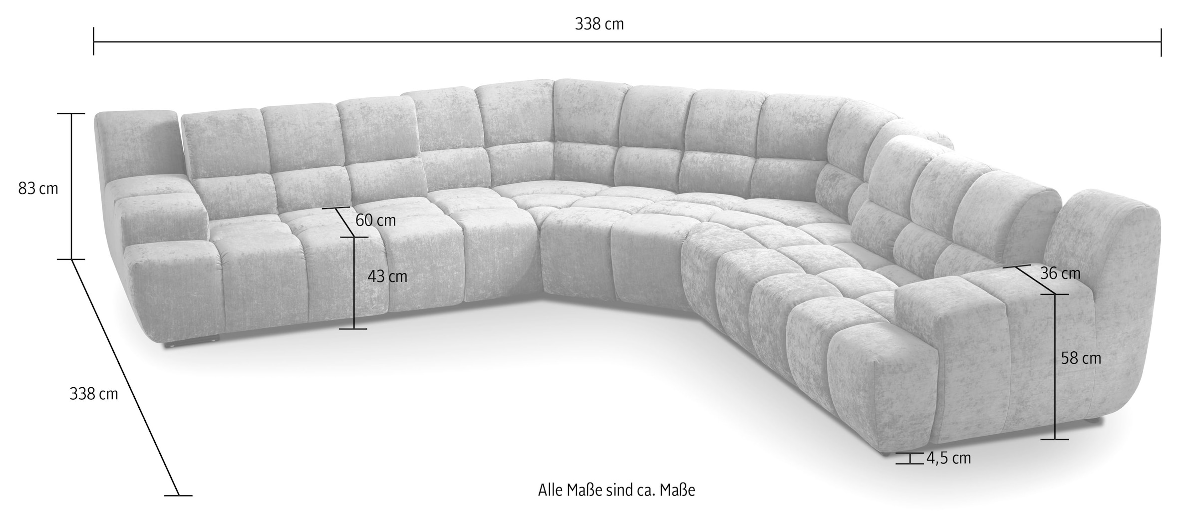 designwerk Ecksofa »Cielo«, mit Sitztiefenverstellung