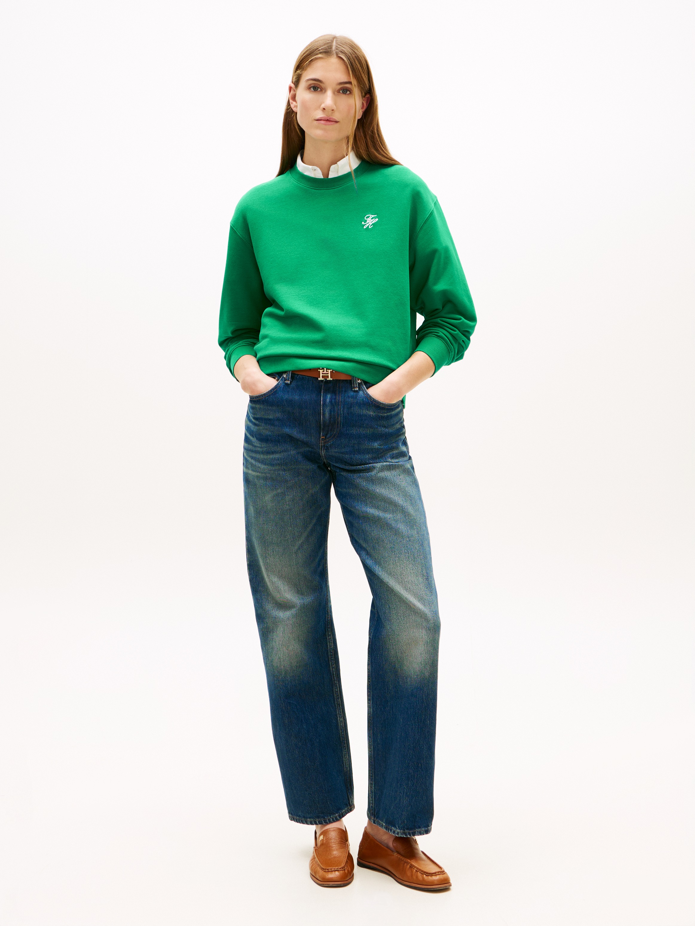 Tommy Hilfiger TH Script Reg Sweatshirt Women's Green S 2