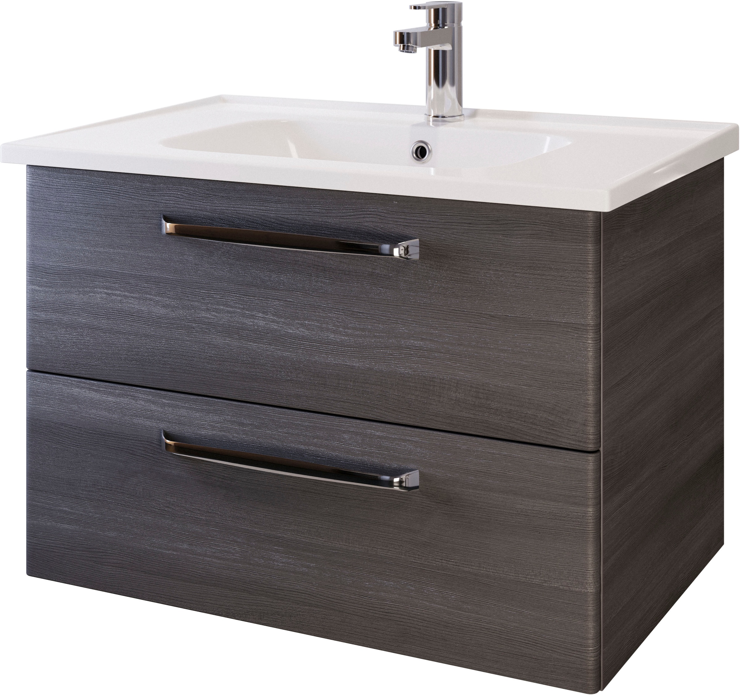 Saphir Badmöbel-Set »Trentino 2-teilig Keramik-Waschtisch, Spiegelschrank mit LED-Profil«, (3 St.), Badmöbel-Set 79cm breit, inkl. Türdämpfer, 3 Türen, 2 Auszügen