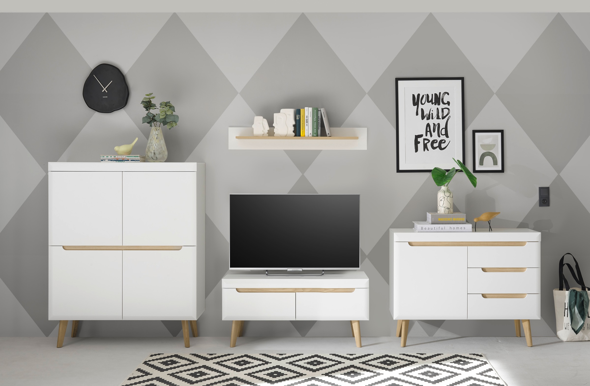 Home affaire Wohnwand "Torge, Anbauwand, Schrankwand, Mediawand, Wohnzimmer günstig online kaufen