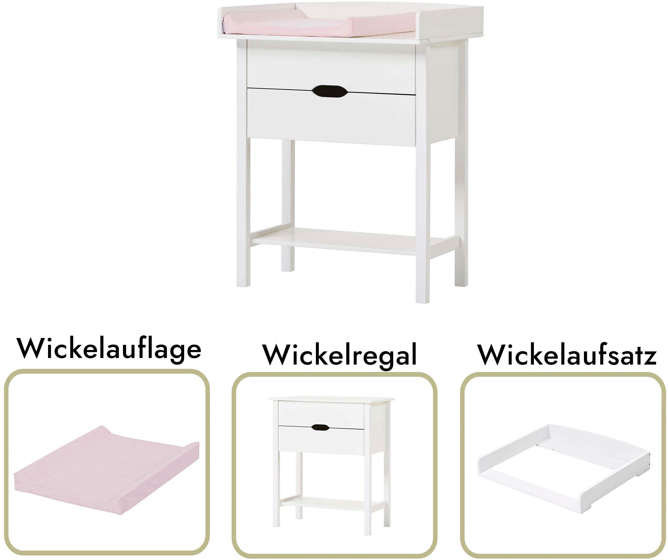 Wickelkommode HOPPEKIDS "ISABELLA", rosa (weiß, rosa), B:79cm H:104cm T:68cm, Holz teilmassiv, Wickelkommoden, Wickelkommode, Auflage abnehmbar, wahlweise mit Wickelauflage 3