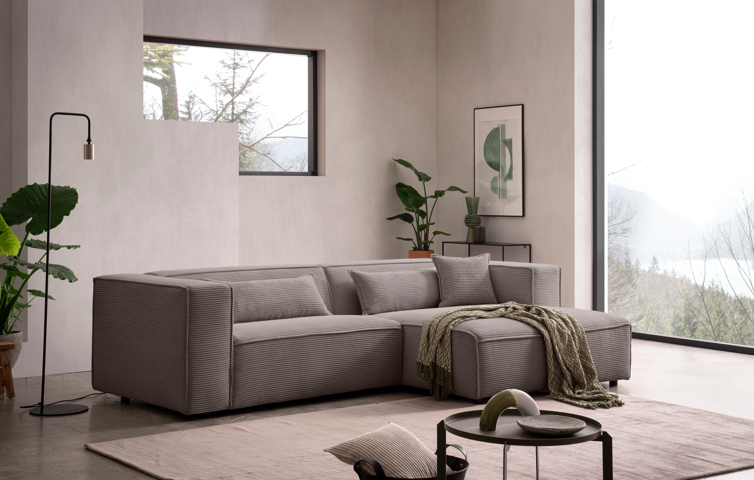 LeGer Home by Lena Gercke Ecksofa "PIARA mit Kedernaht in Cord oder Leineno günstig online kaufen