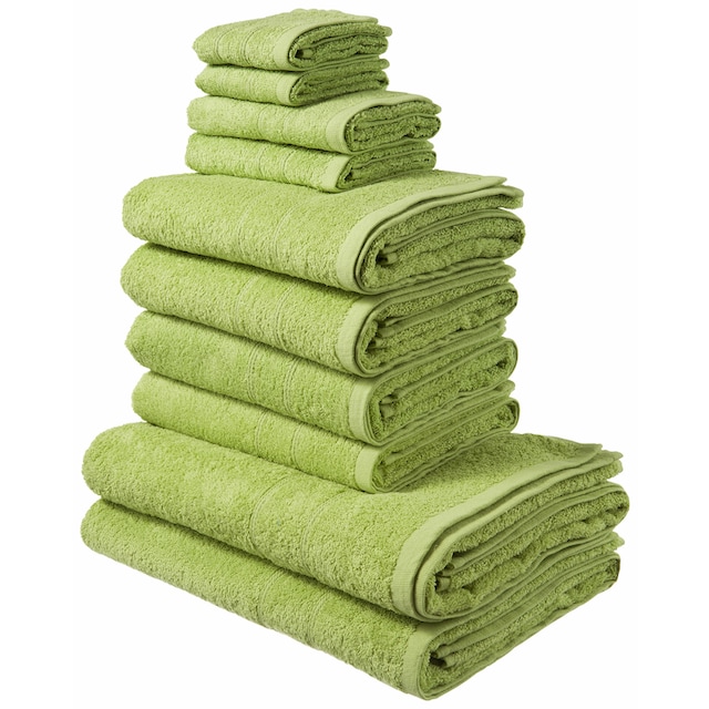 my home Handtuch Set »Inga«, Set, 10 tlg., Walkfrottee, Handtücher mit  feiner Bordüre, Handtuchset aus 100% Baumwolle auf Rechnung | BAUR