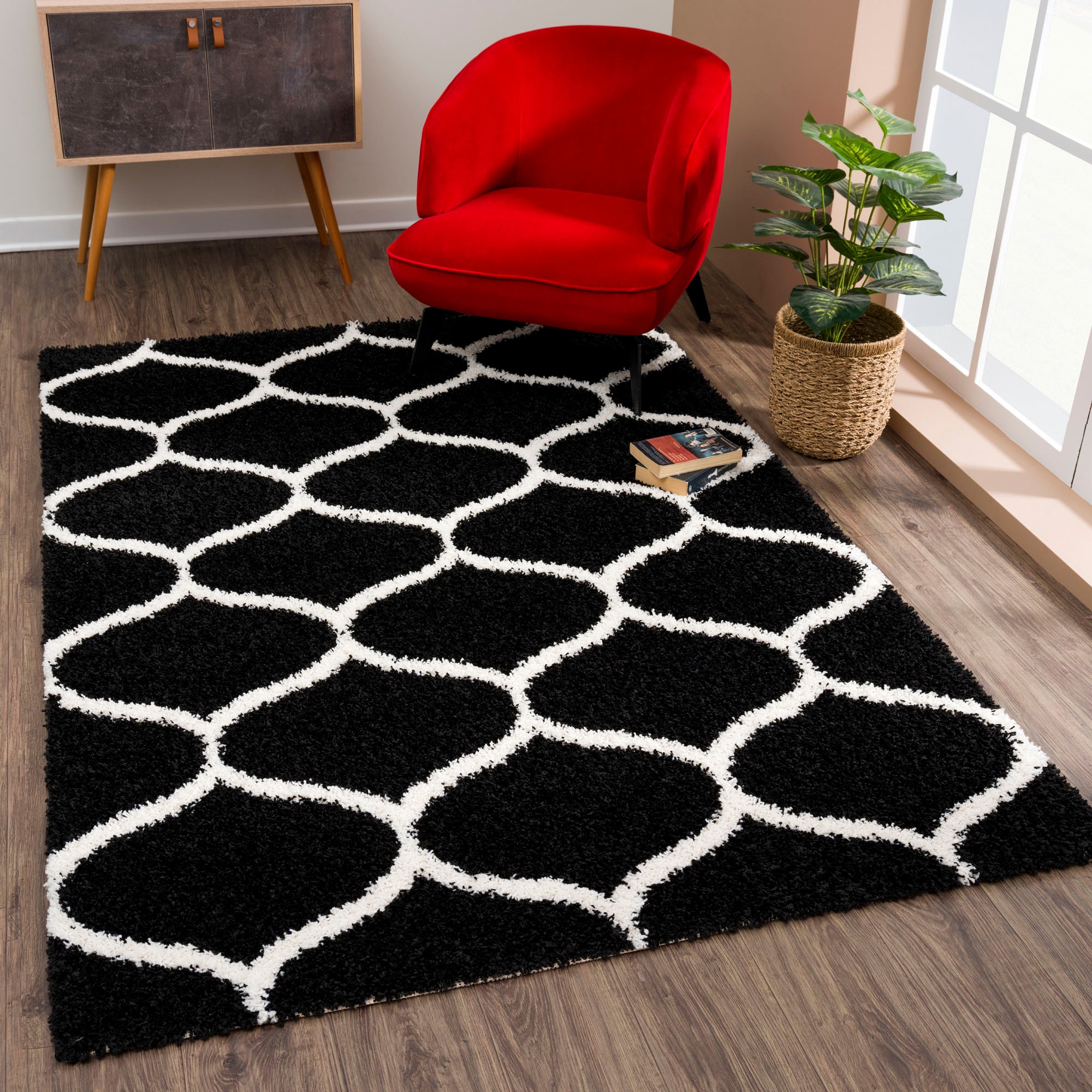 Sanat Hochflor-Teppich "Madrid, auch in Rund erhältlich" rechteckig 30 mm Höhe Wohnzimmer, Langflor, Shaggy Teppich
