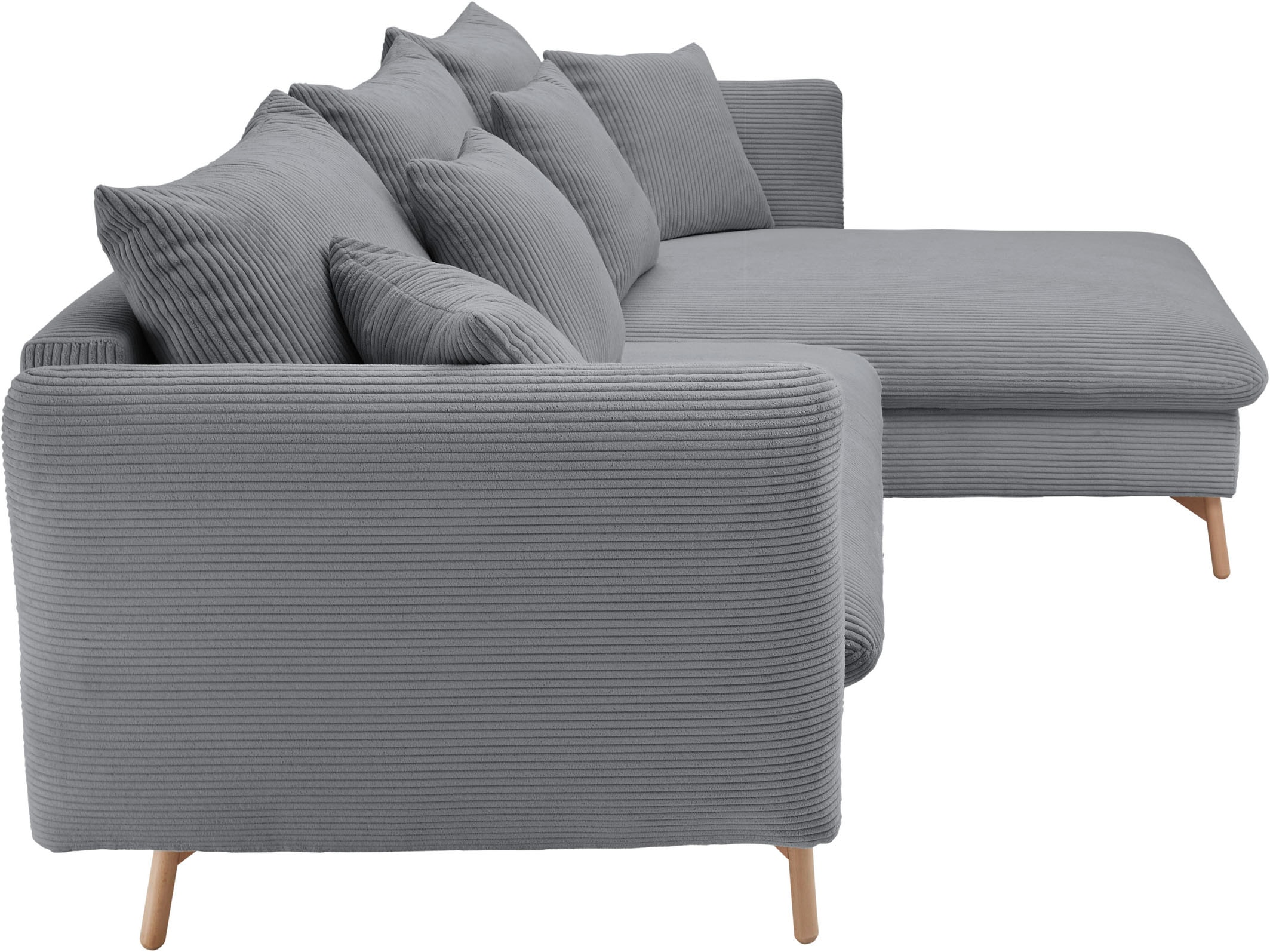 andas Ecksofa »MERLE, 258 cm, L-Form, traumhafter Cord,«, mit Bettfunktion und Bettkasten, Liegefläche 224 x 139
