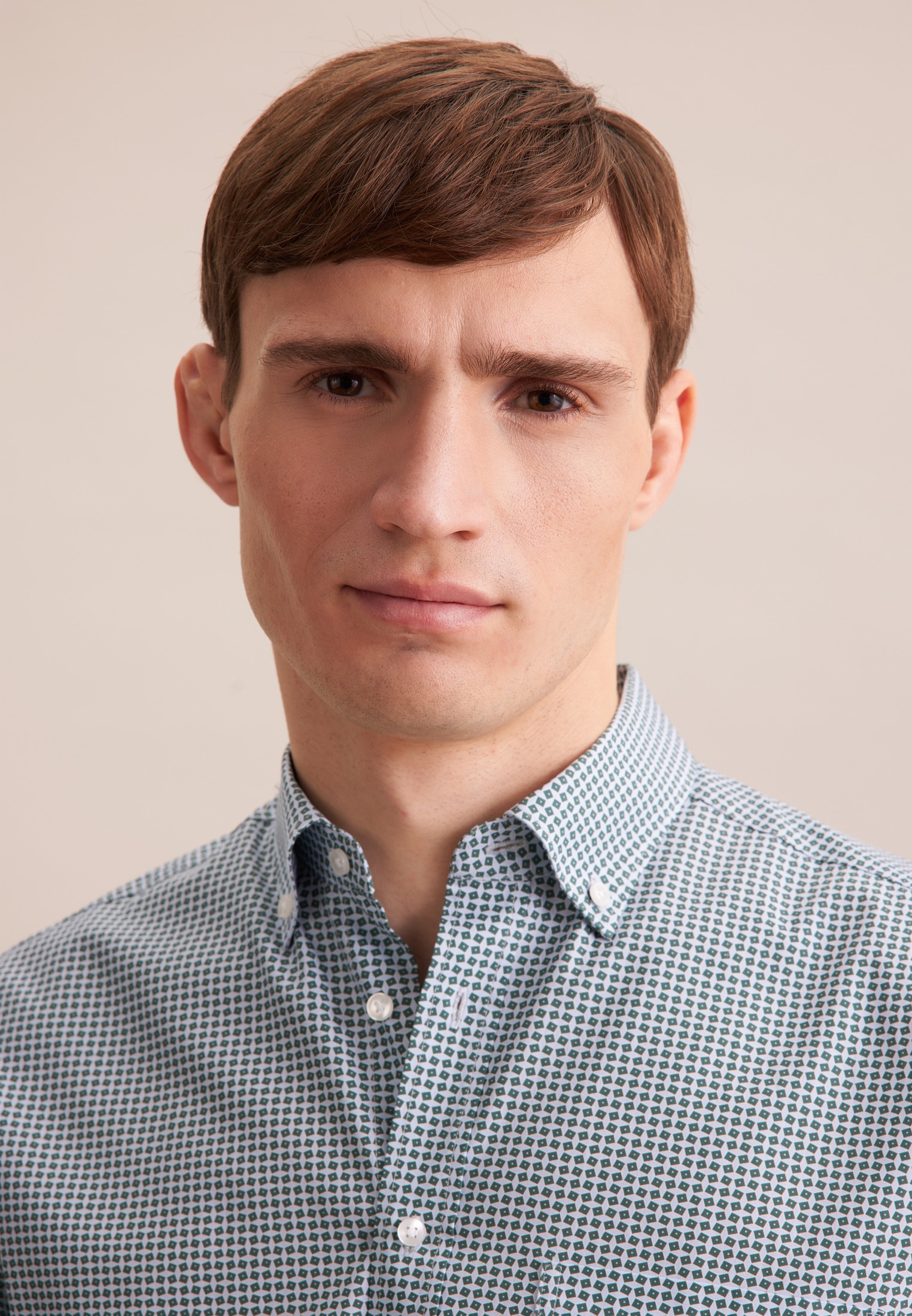 Thumbnail - seidensticker Businesshemd "Regular" Regular 1/2 Button-Down-Kragen Druck